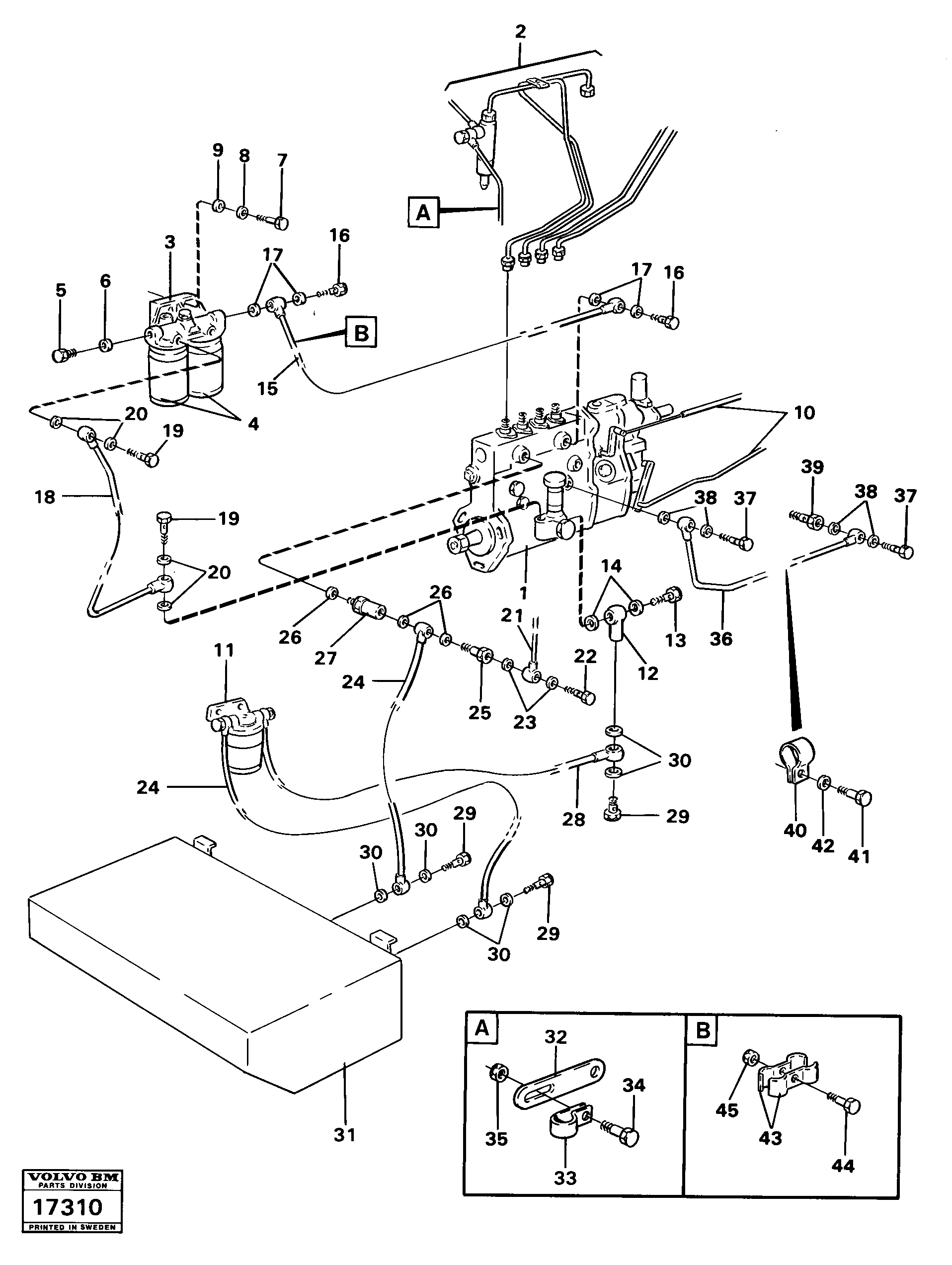 Схема запчастей Volvo 4300 4300 - 25770 Fuel system mo 59883- 