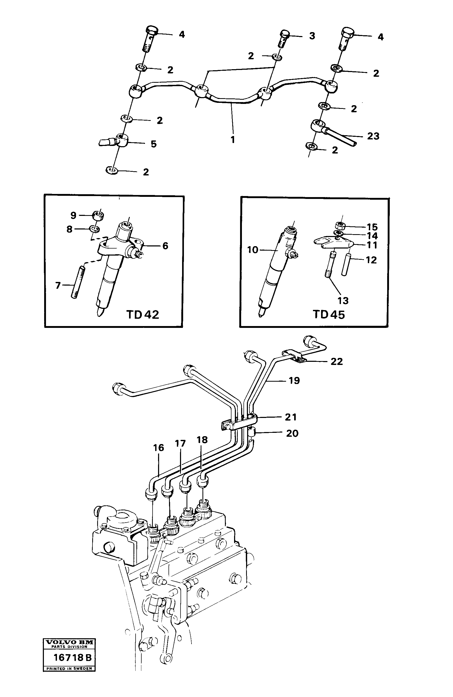 Схема запчастей Volvo 4300 4300 - 8042 Fuel pipe injector Mo-59882 