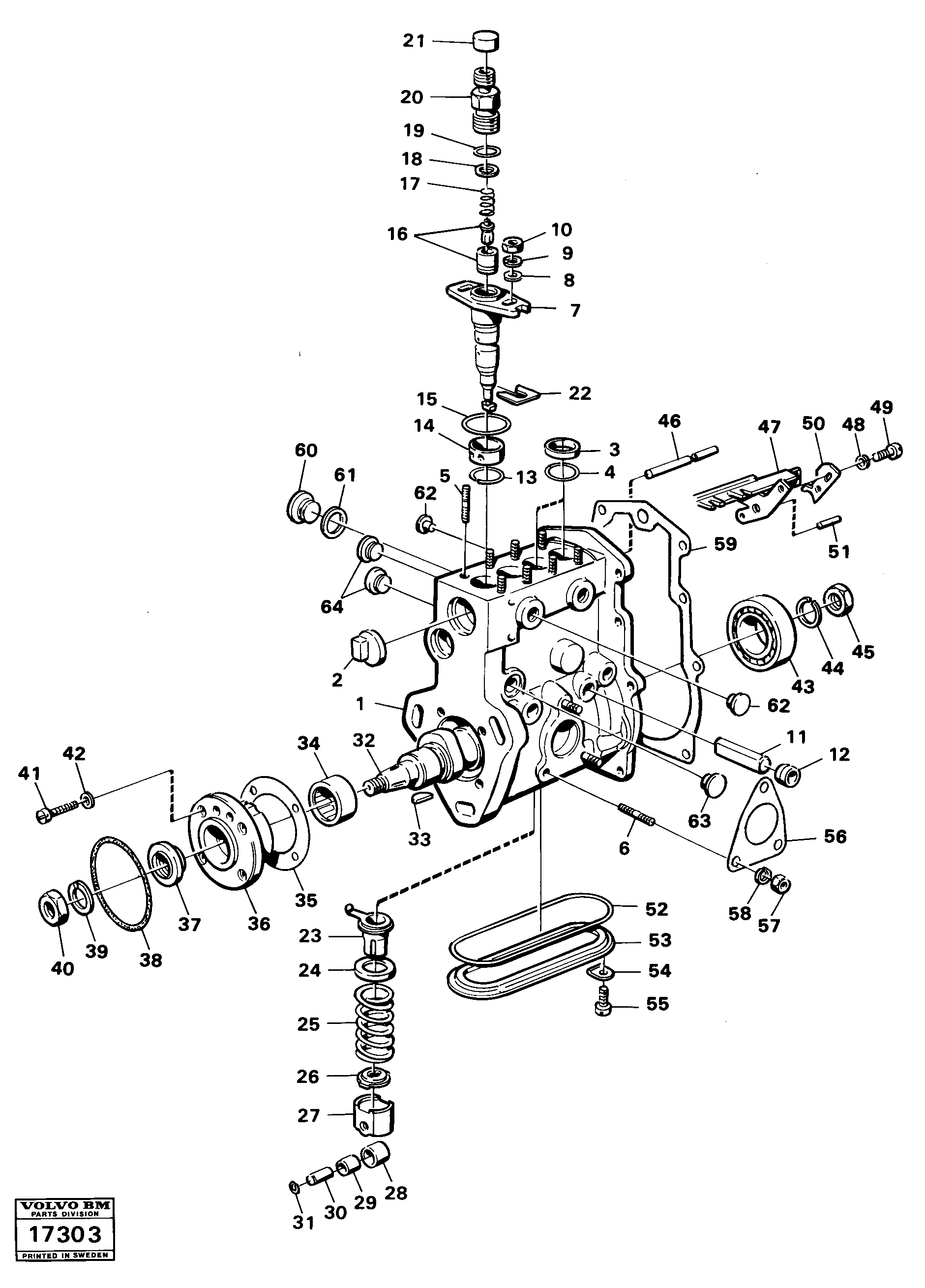 Схема запчастей Volvo 4300 4300 - 91373 Fuel injection pump prod no 16307 