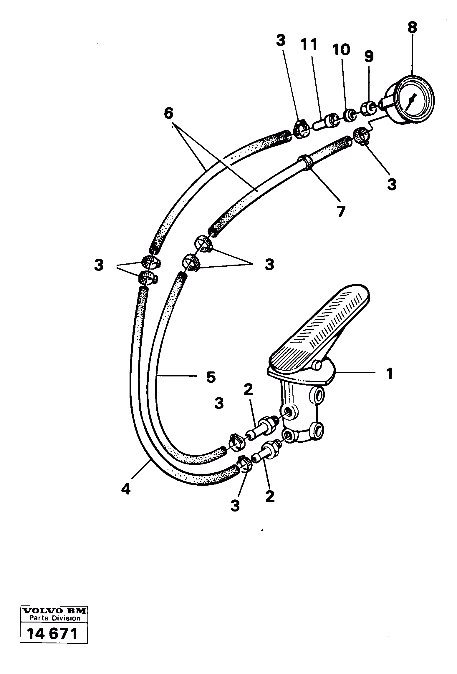 Схема запчастей Volvo 4300 4300 - 18543 Pressure gauge brake system Prod No 33101, 33104 