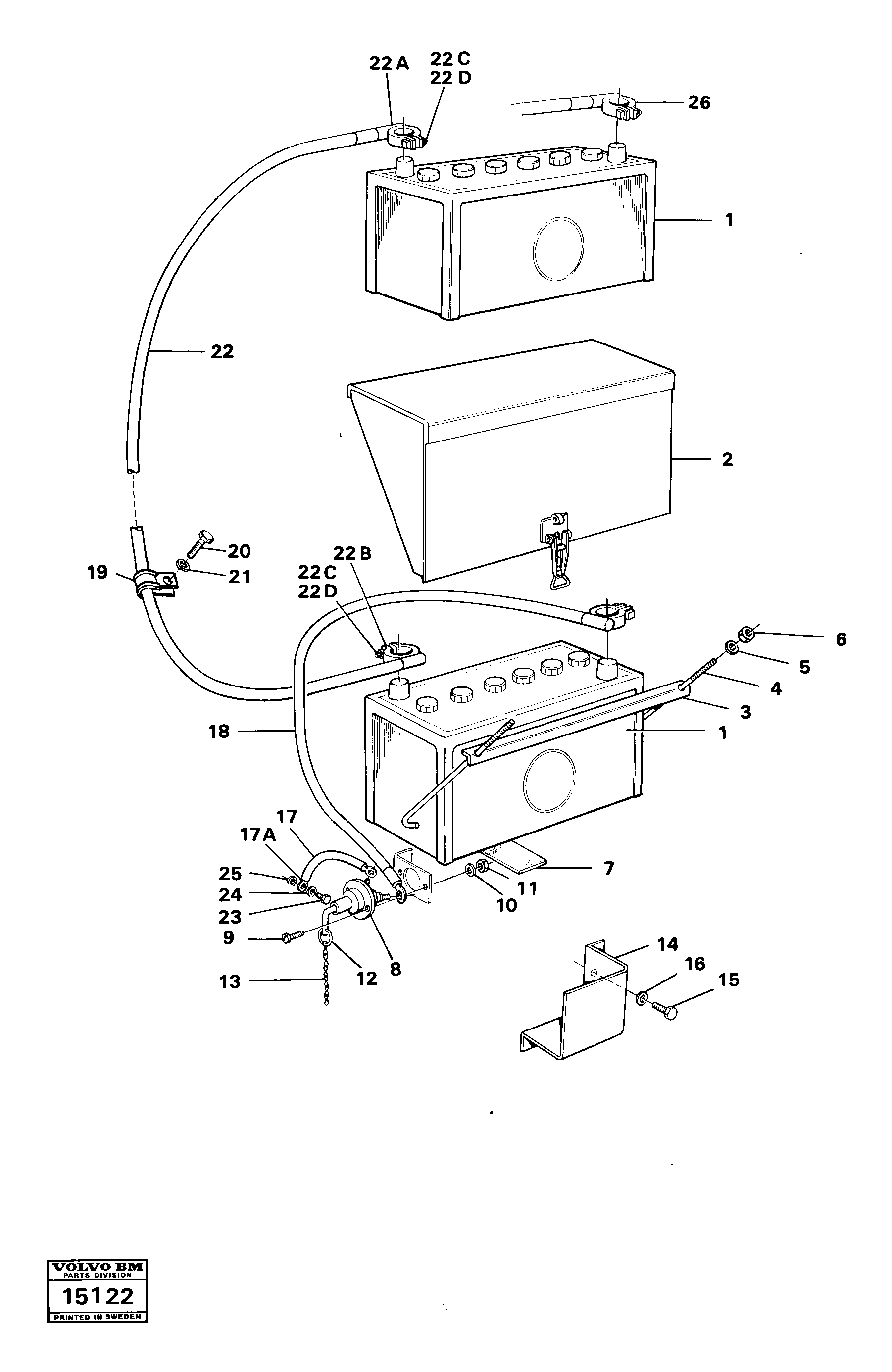 Схема запчастей Volvo 4300 4300 - 32284 Battery with assembling details 