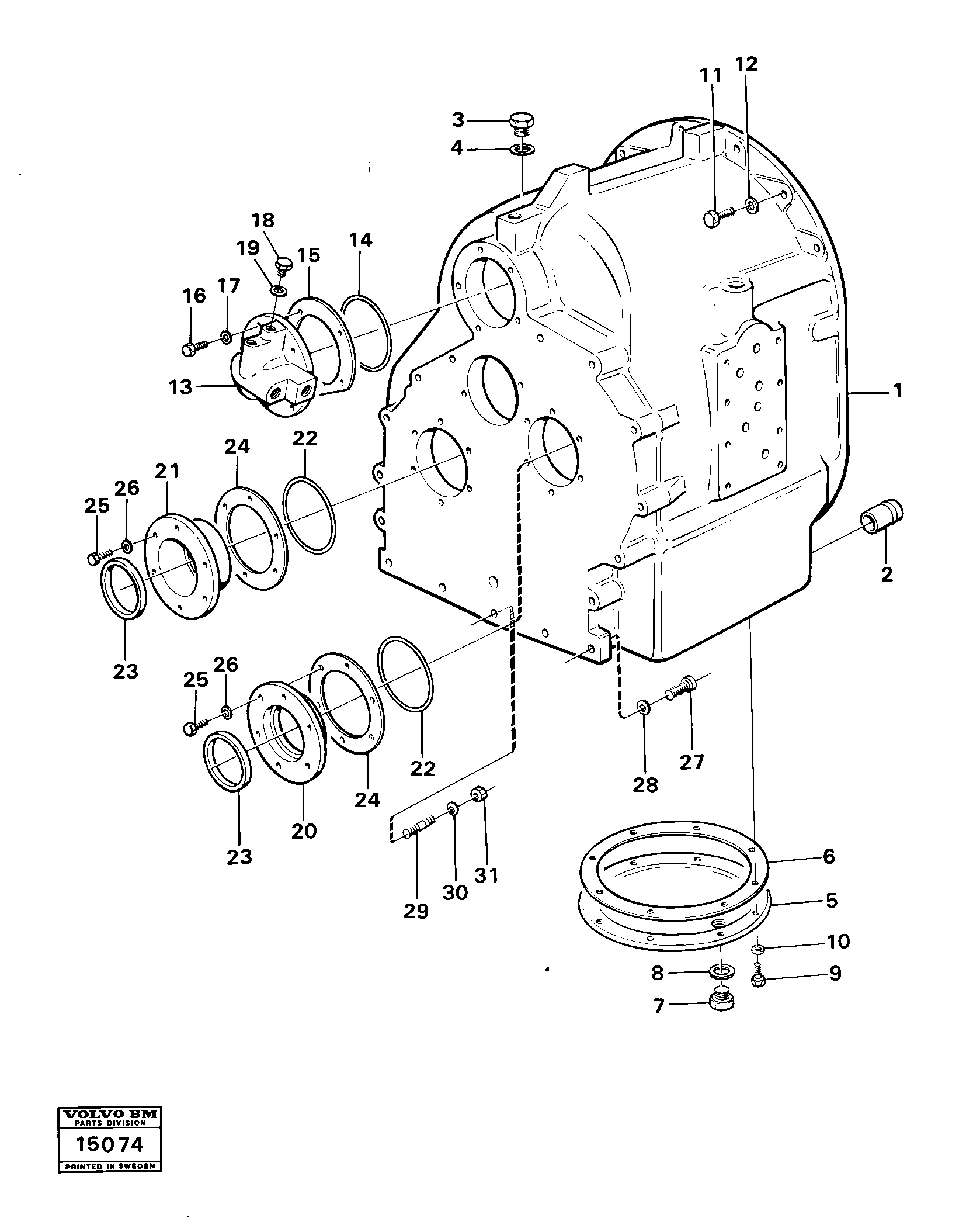 Схема запчастей Volvo 4300 4300 - 20693 Clutch housing with fitting parts 