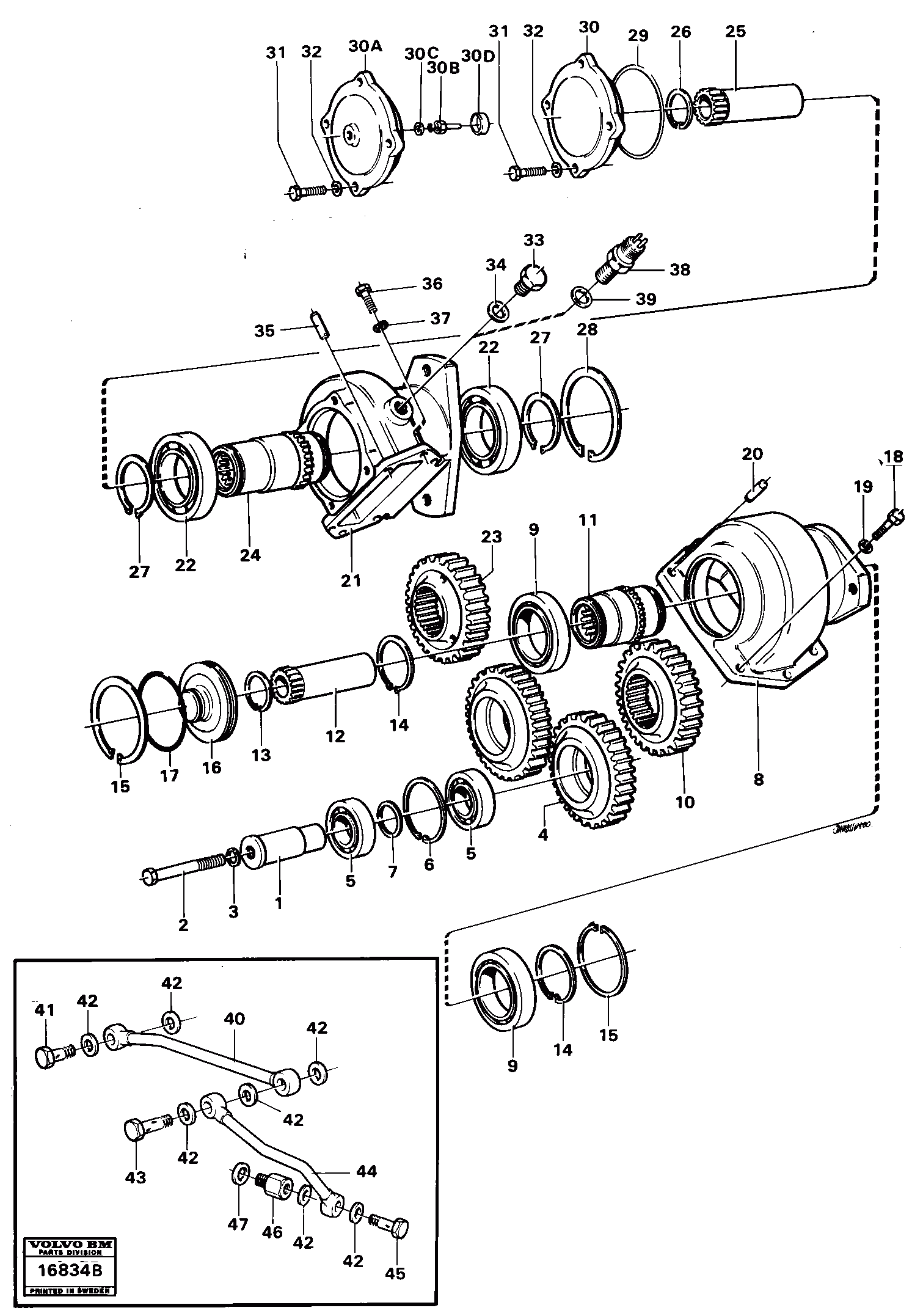 Схема запчастей Volvo 4300 4300 - 34523 Charging oil-pump drive prod no 30818 