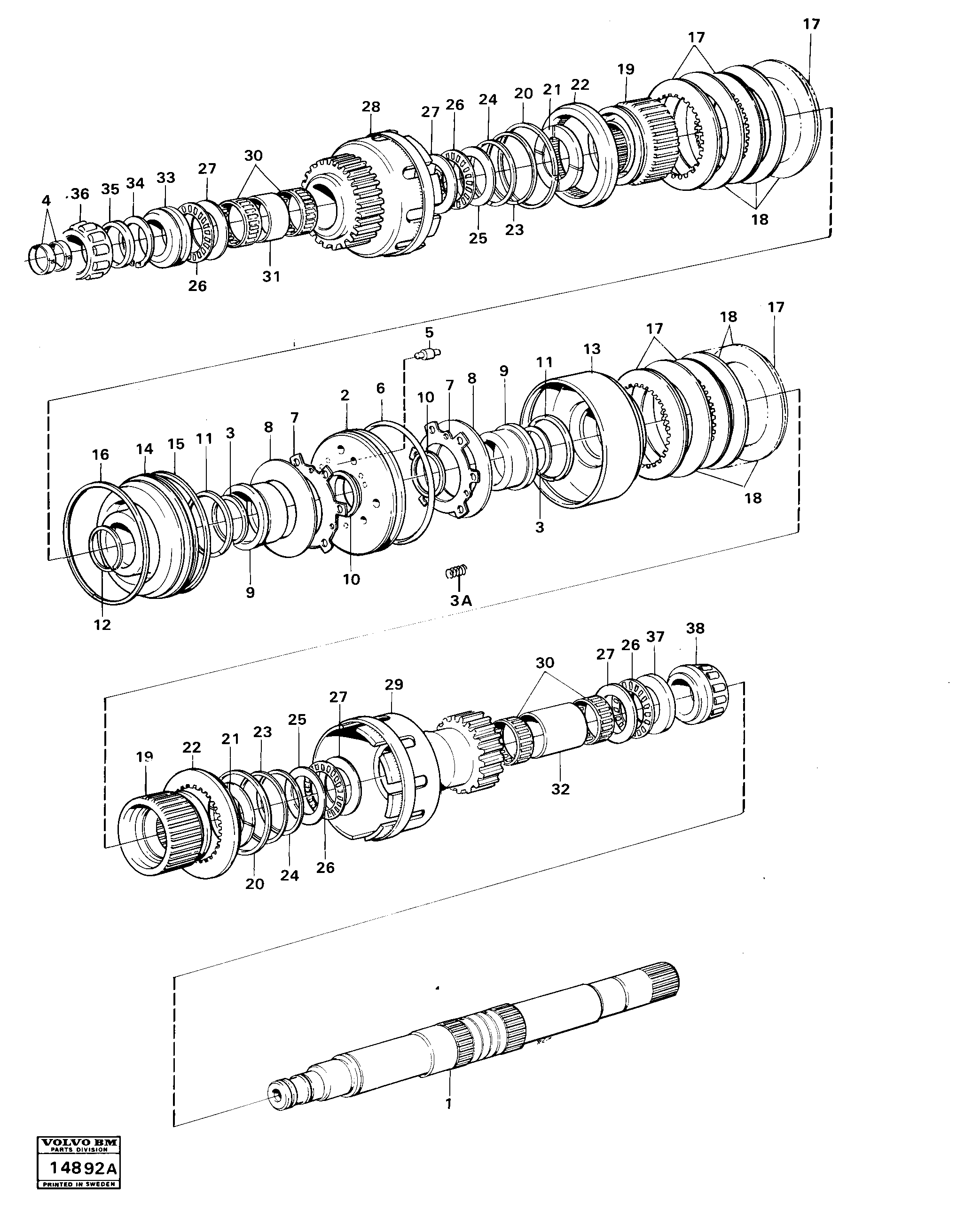 Схема запчастей Volvo 4300 4300 - 36155 Clutches 3:rd and 4:th speeds 