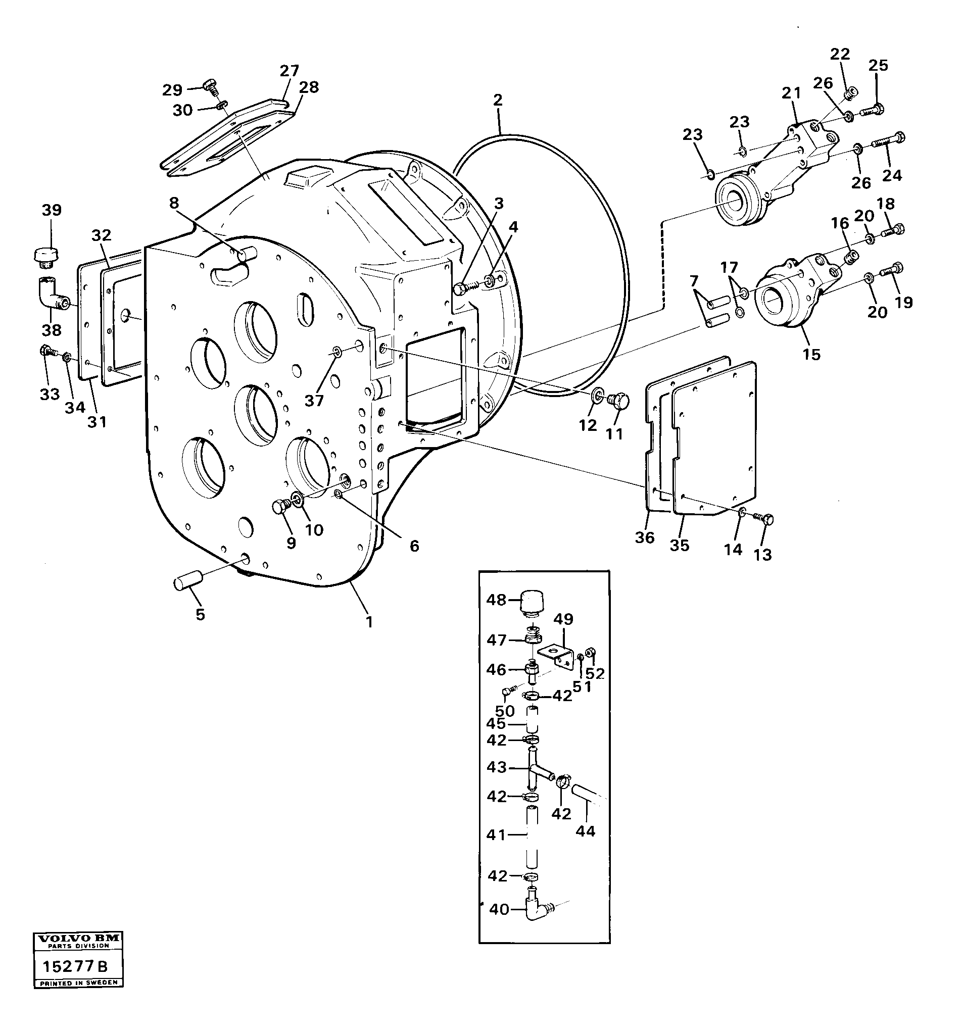 Схема запчастей Volvo 4300 4300 - 97985 Converter housing with fitting parts 