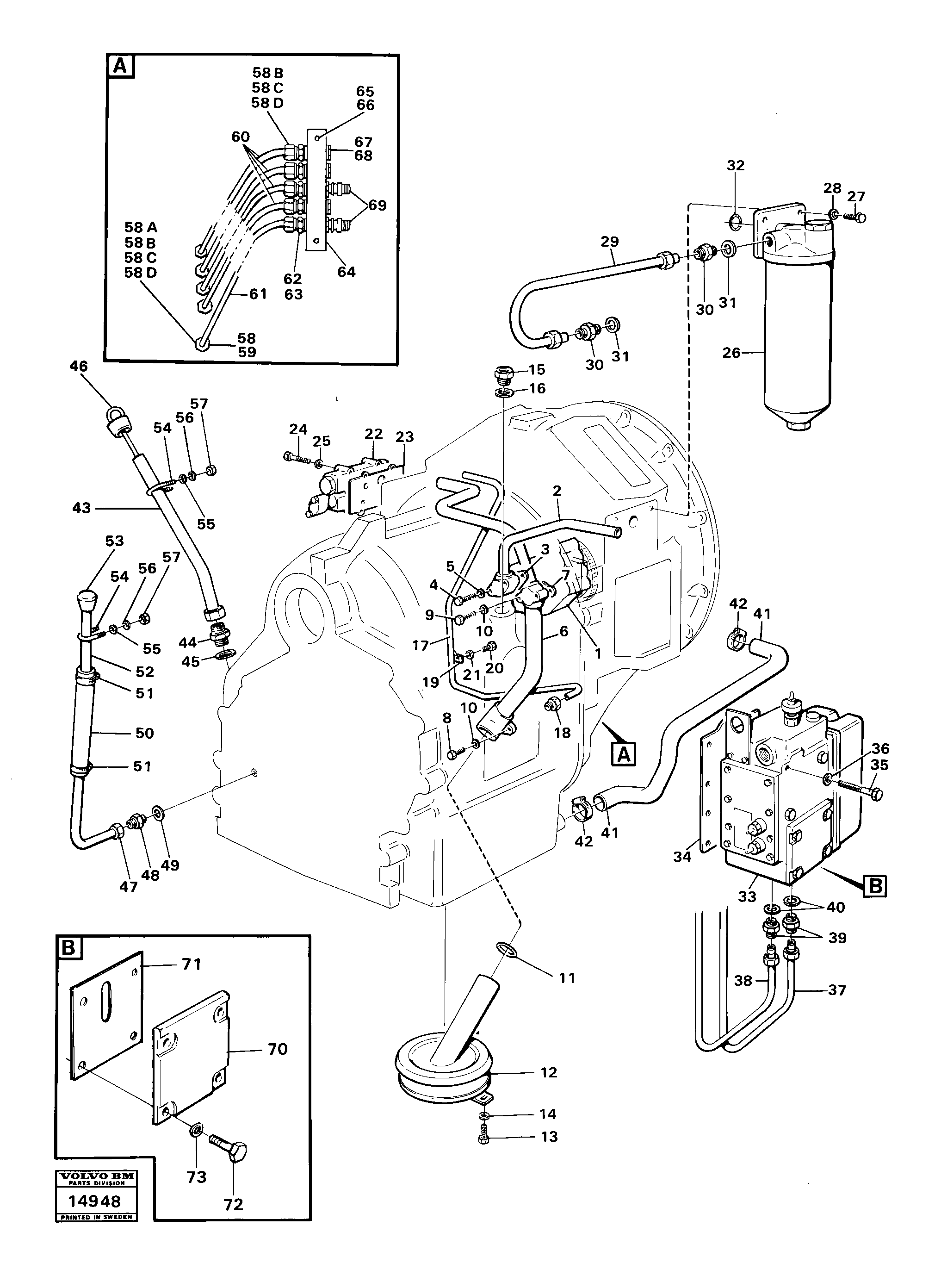 Схема запчастей Volvo 4300 4300 - 98741 Hydraulic lines, valves and filter 