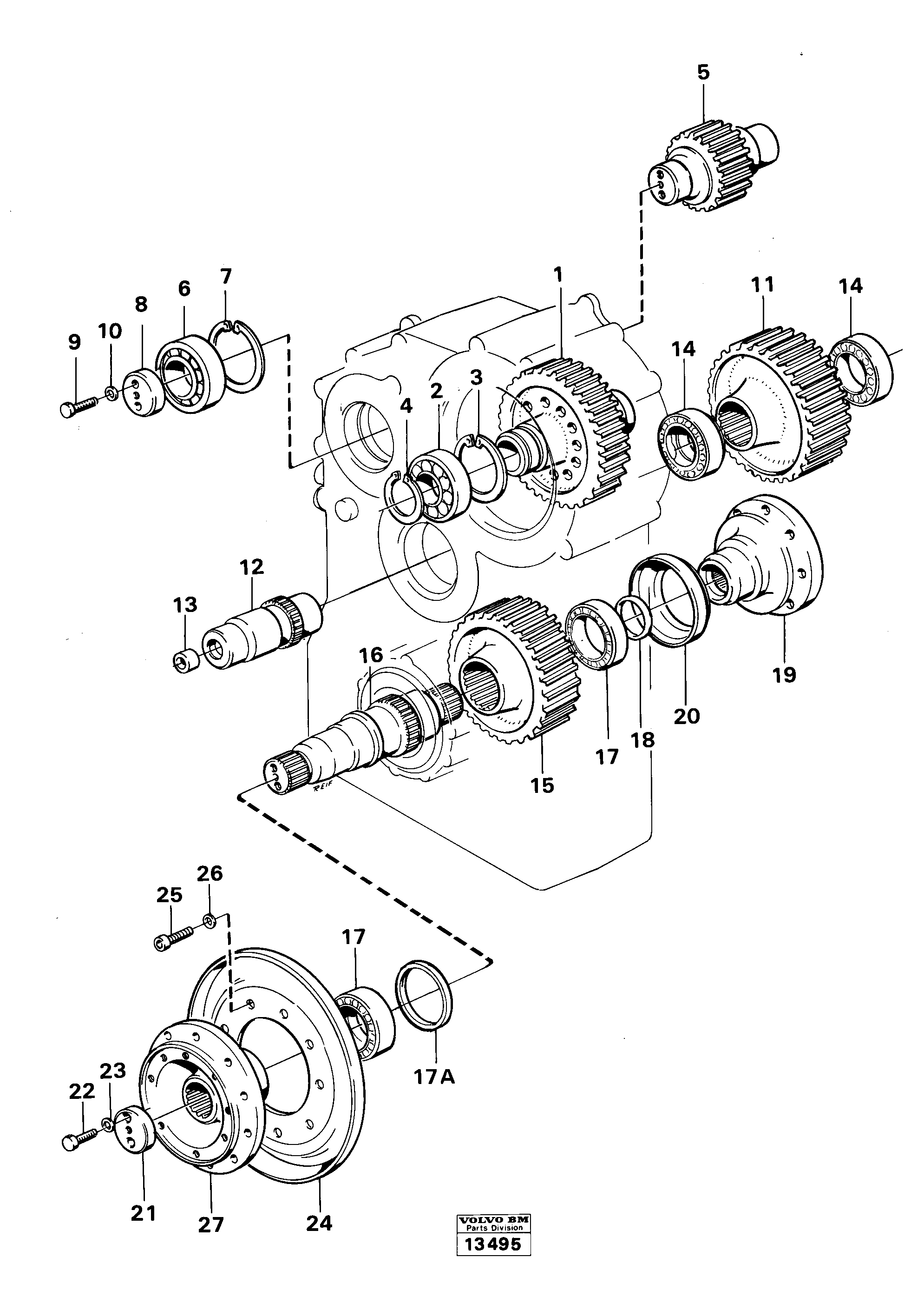 Схема запчастей Volvo 4300 4300 - 20706 Dropbox gears and shafts 