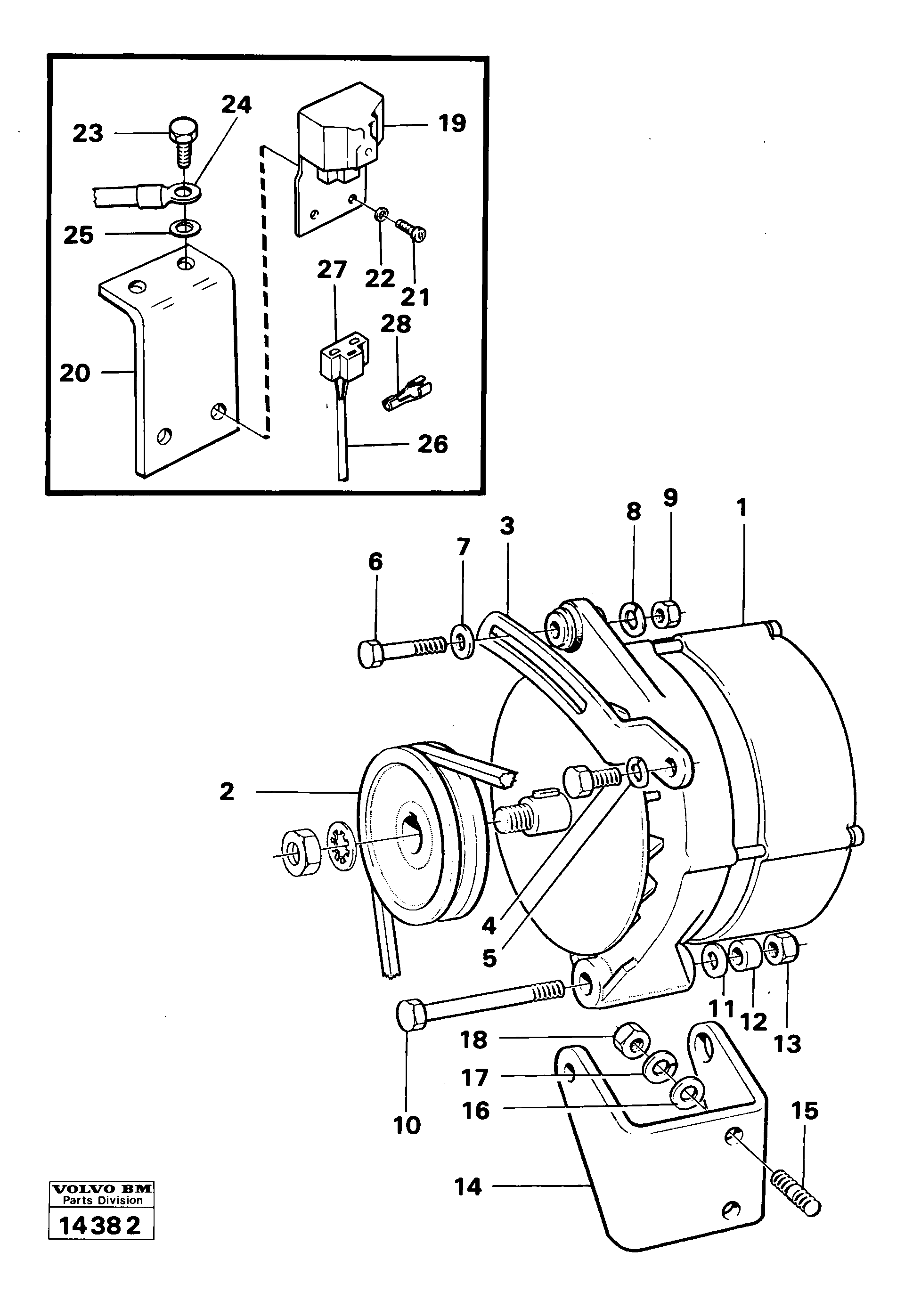 Схема запчастей Volvo 4200 4200 - 27597 Alternator with assembling details 