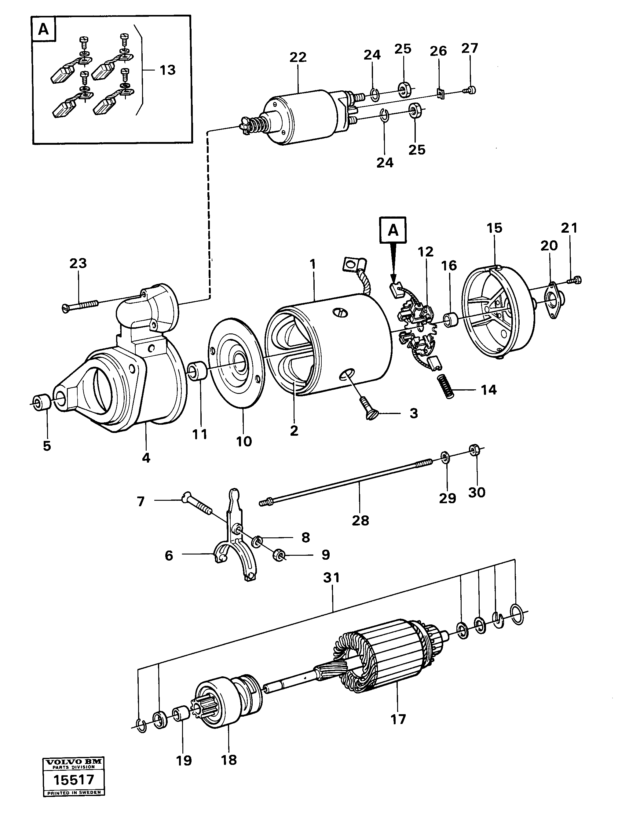 Схема запчастей Volvo 4200 4200 - 281 Starter motor 