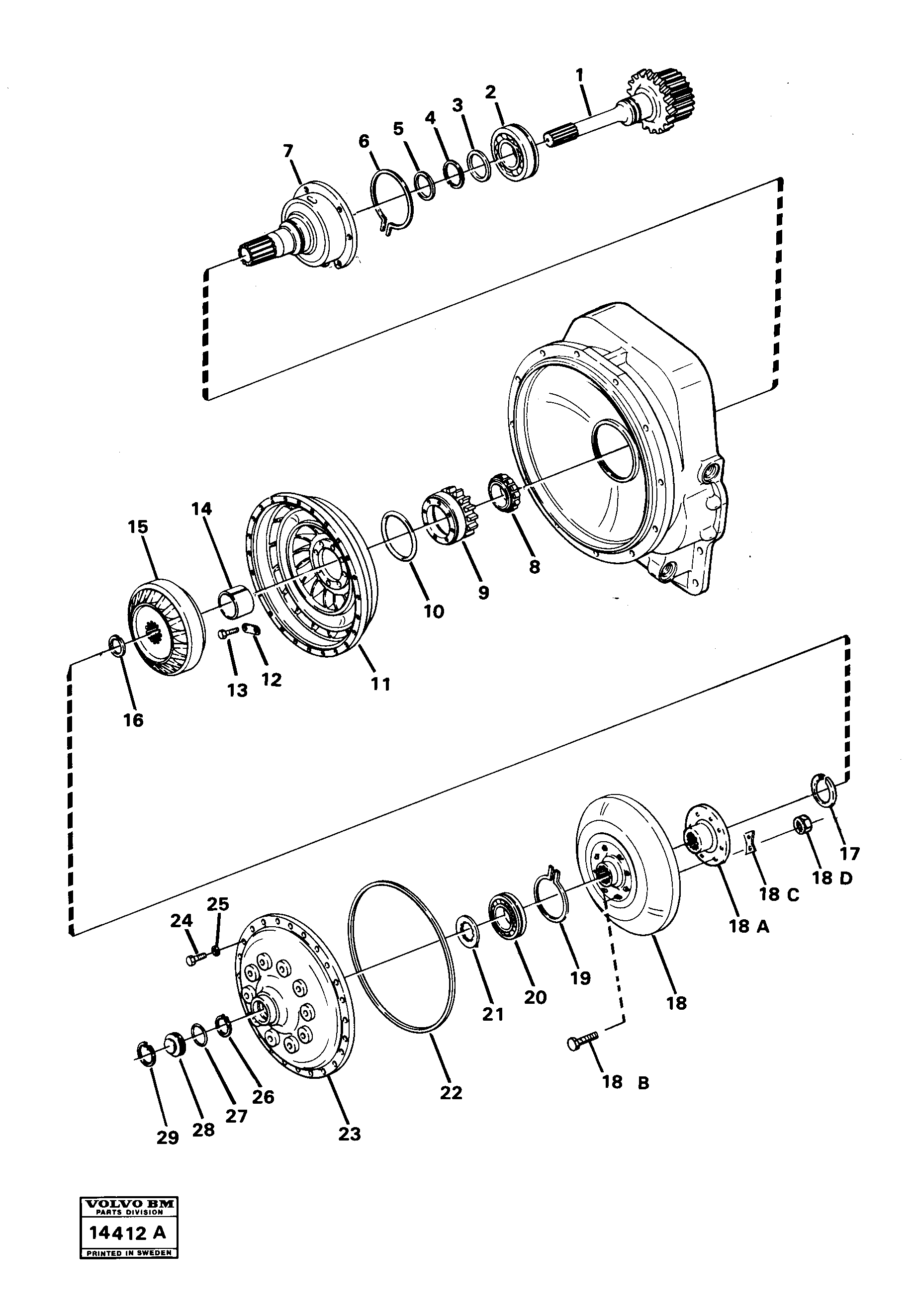 Схема запчастей Volvo 4200 4200 - 51208 Torque converter 3-speed gear transmission 