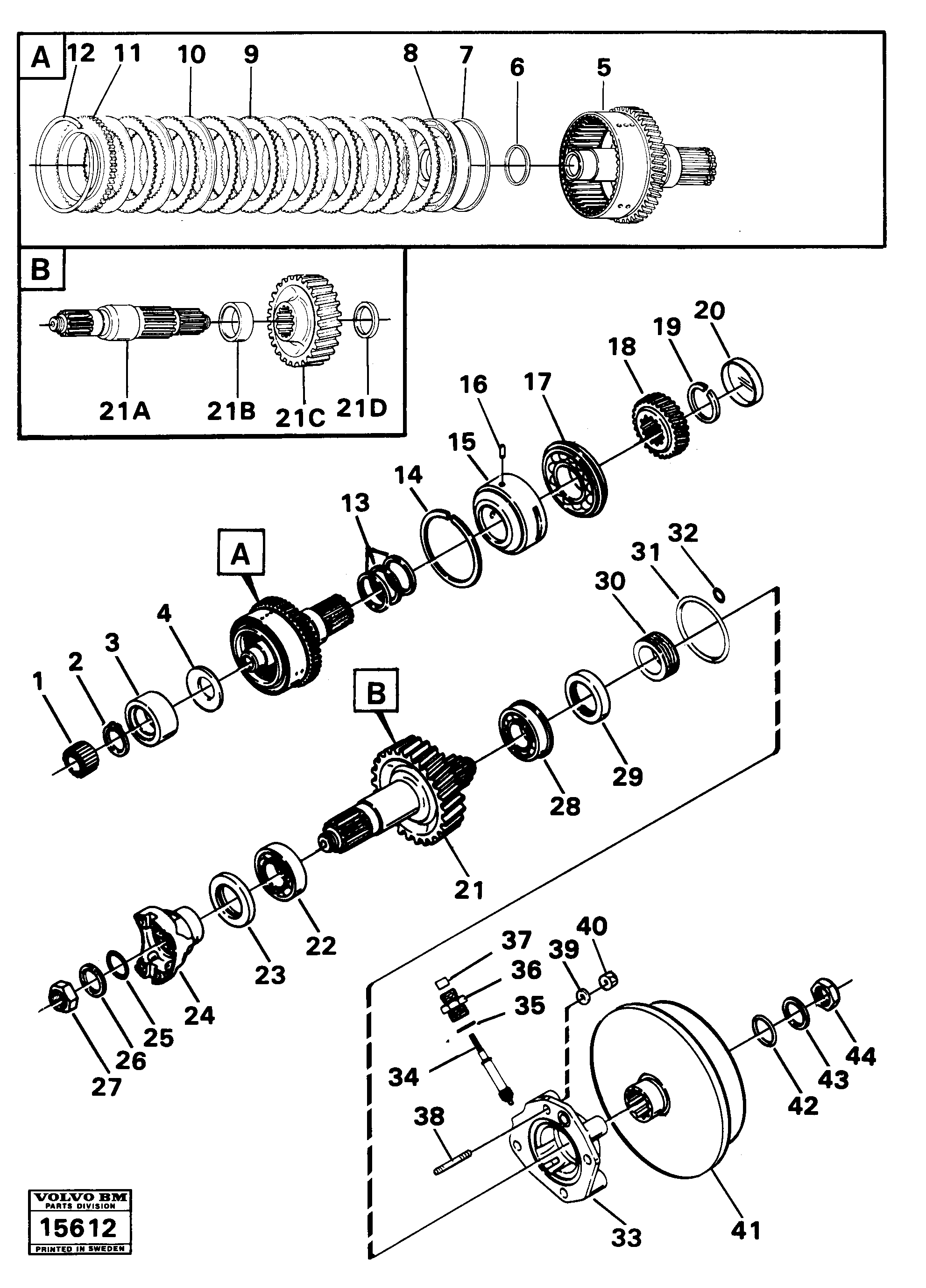 Схема запчастей Volvo 4200 4200 - 92434 Reverse clutch and output shaft 3-speed Gear Transmission 