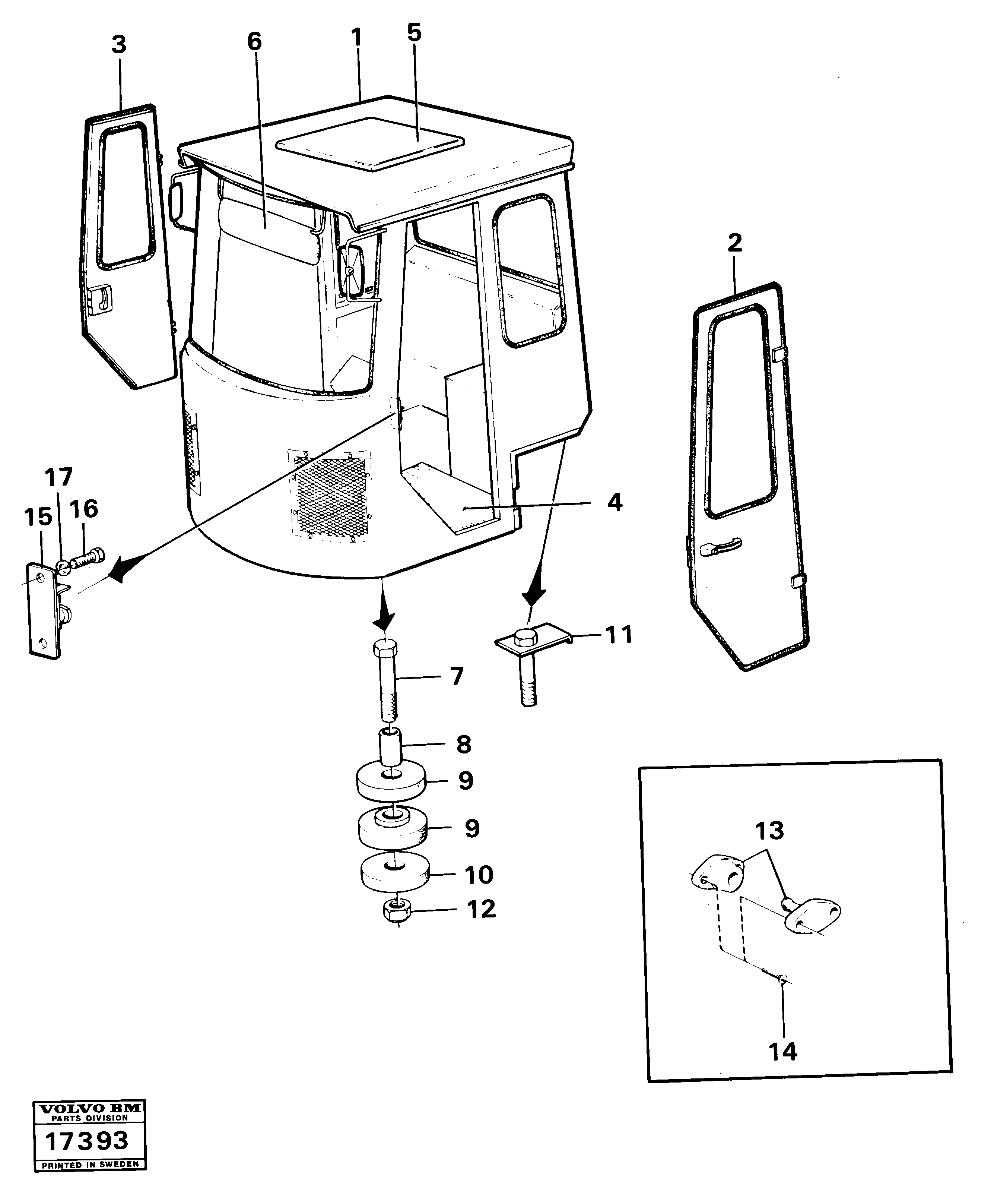 Схема запчастей Volvo 4200 4200 - 16381 Operators cab 