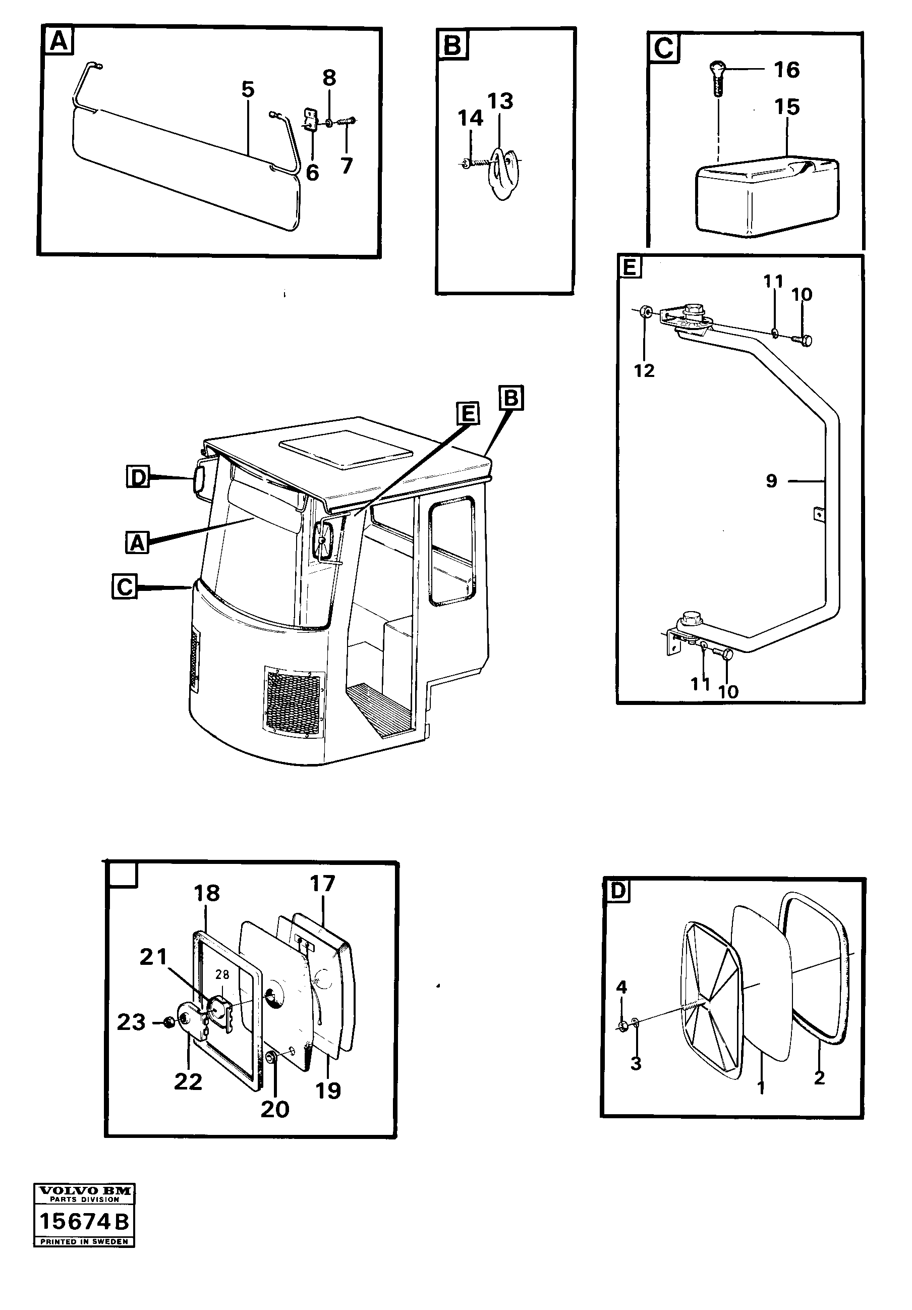 Схема запчастей Volvo 4200 4200 - 17512 Interior components and rear-view mirror 