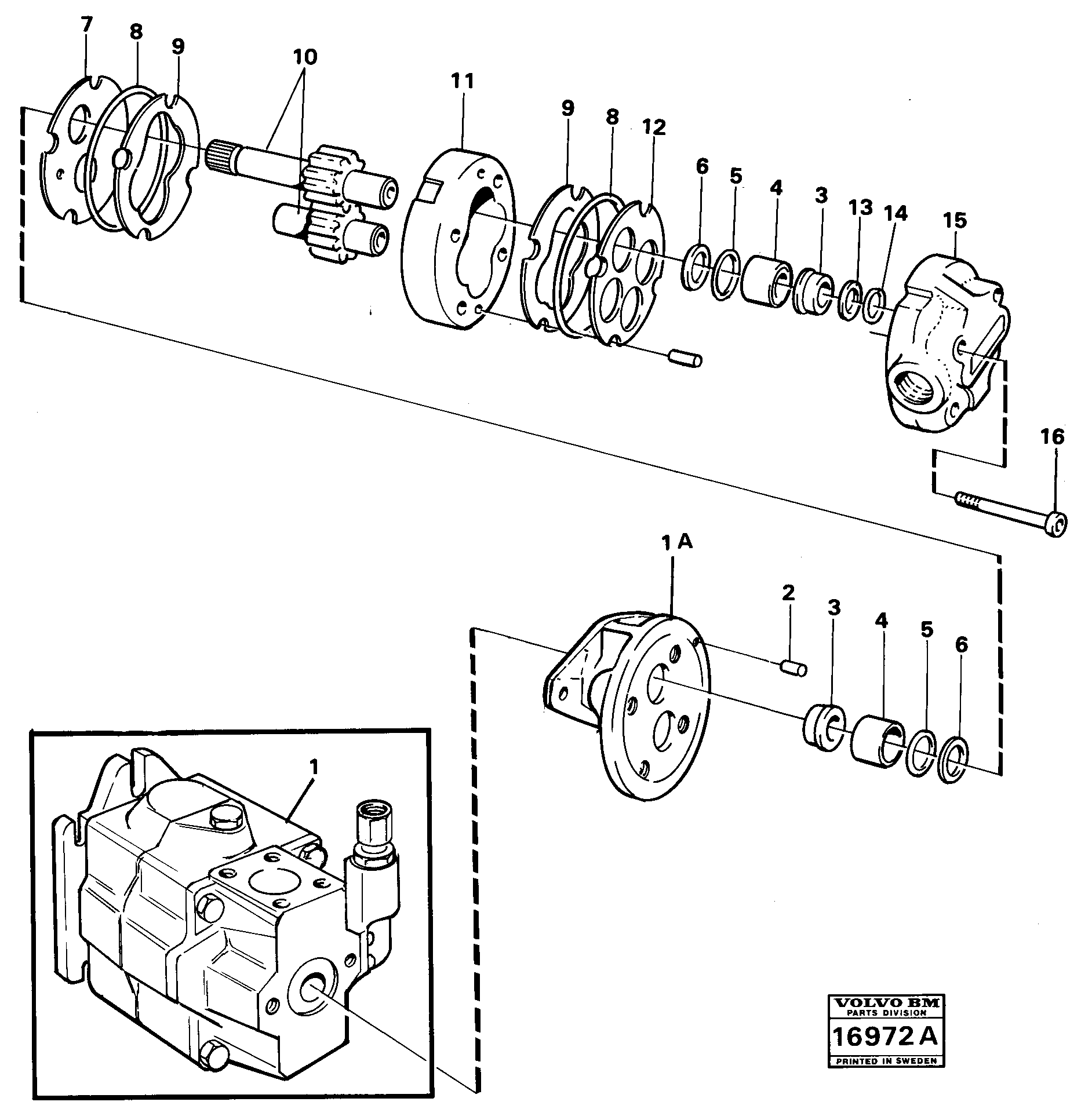 Схема запчастей Volvo 4200 4200 - 18877 Hydraulic pump 99159,99393 