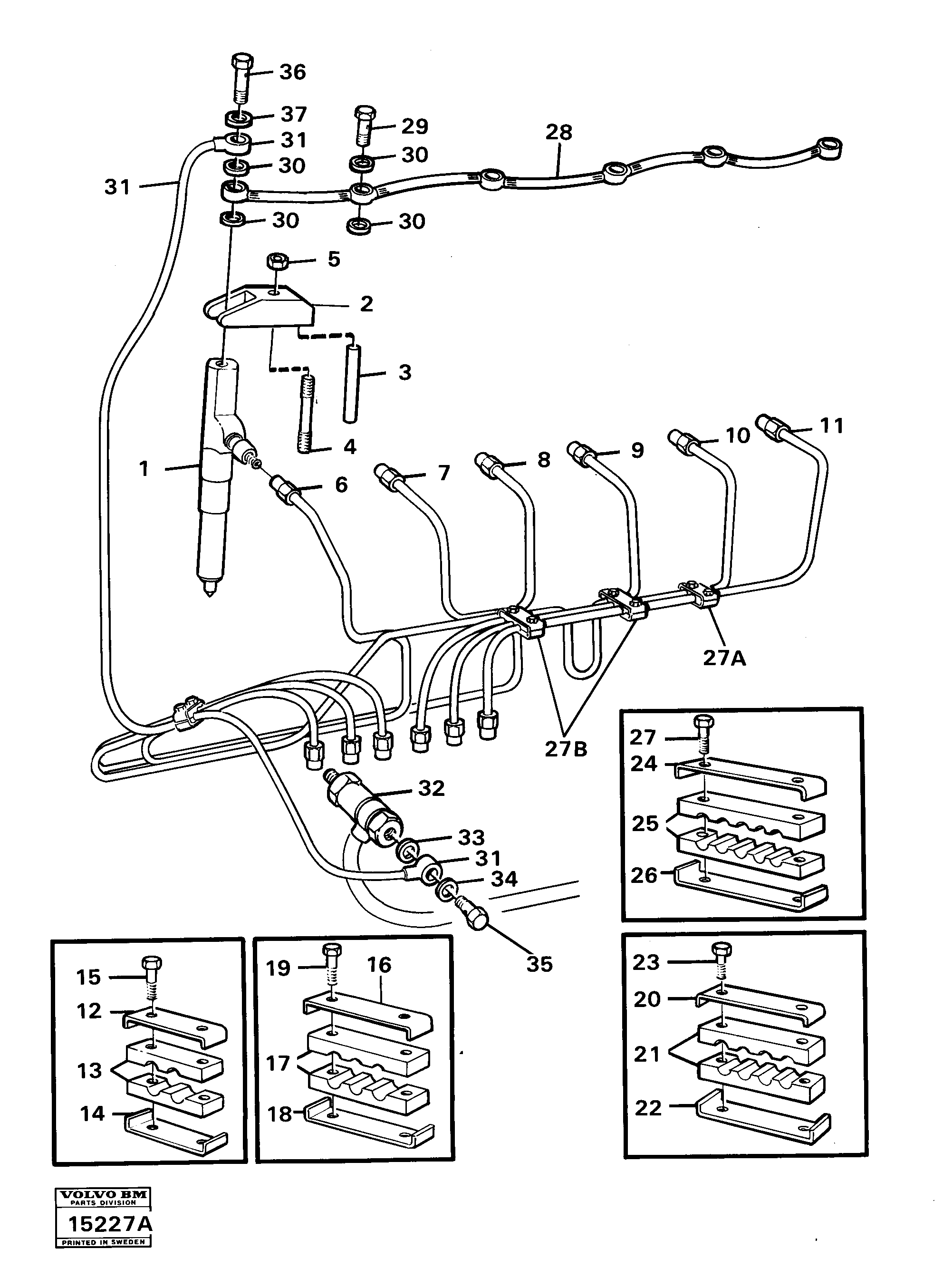 Схема запчастей Volvo 4400 4400 - 27187 Fuel lines, injectors 