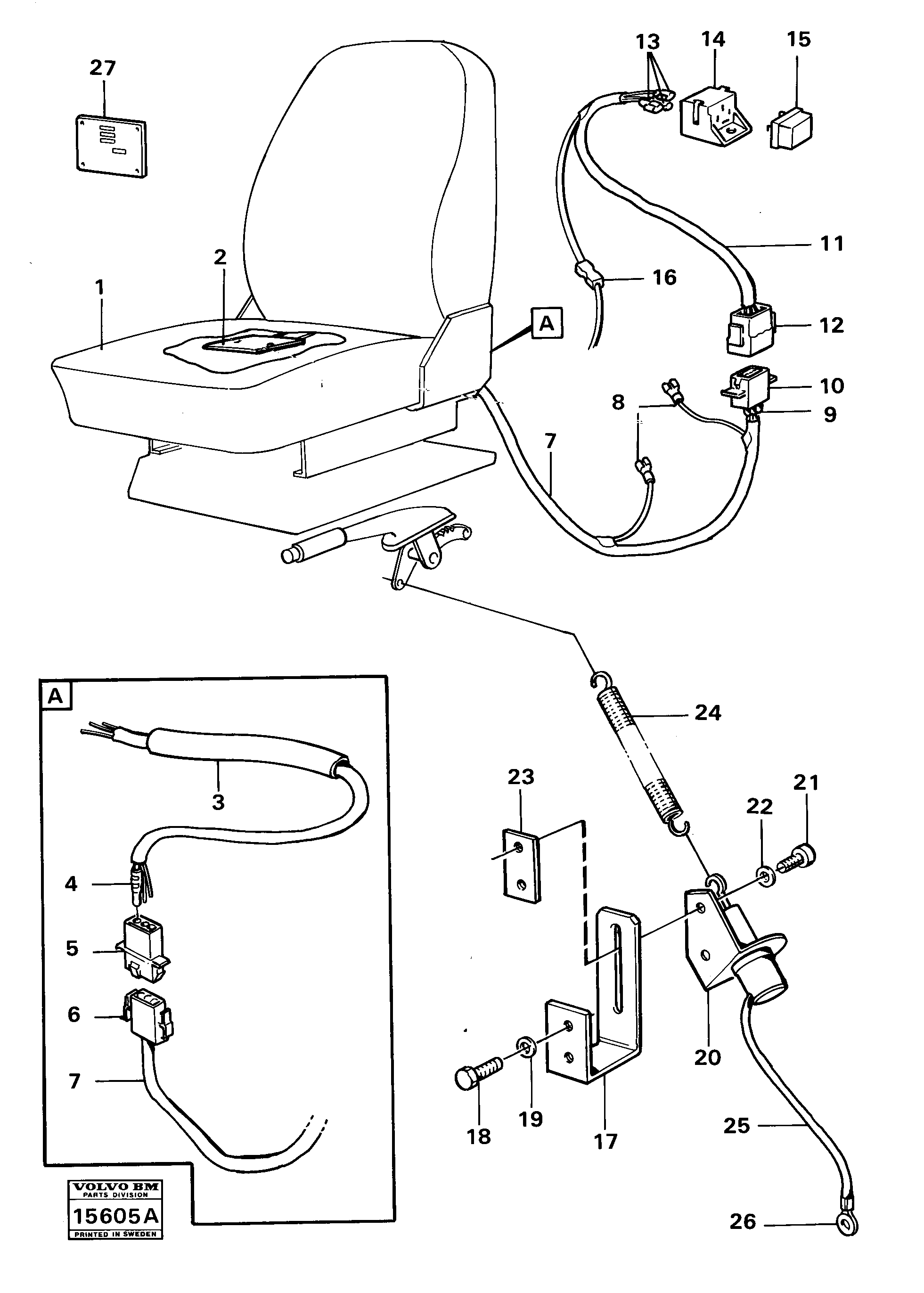 Схема запчастей Volvo 4400 4400 - 20654 Safety parts details signal for parking brake 98632 Tillv. Nr -3473 