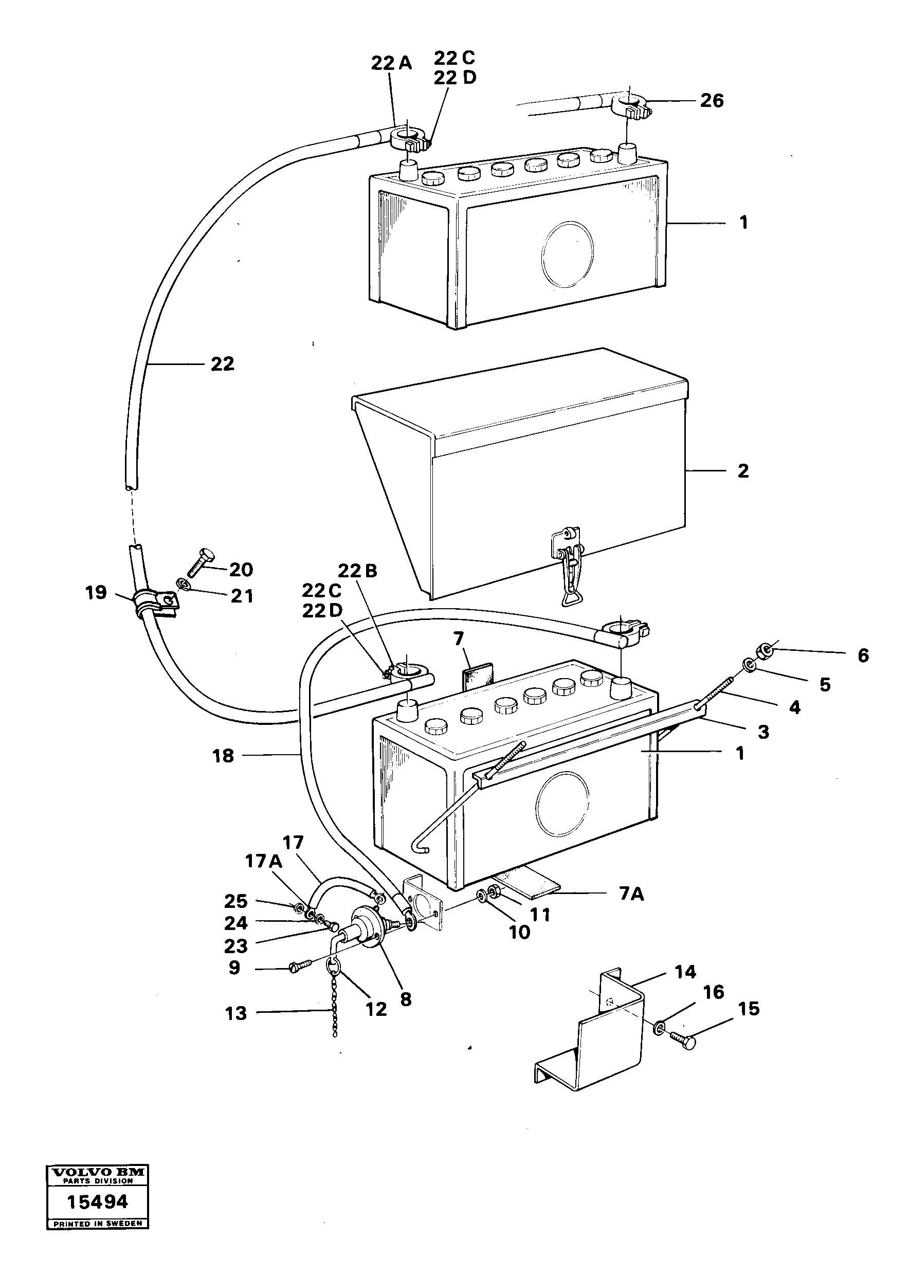 Схема запчастей Volvo 4400 4400 - 45817 Battery with assembling details 