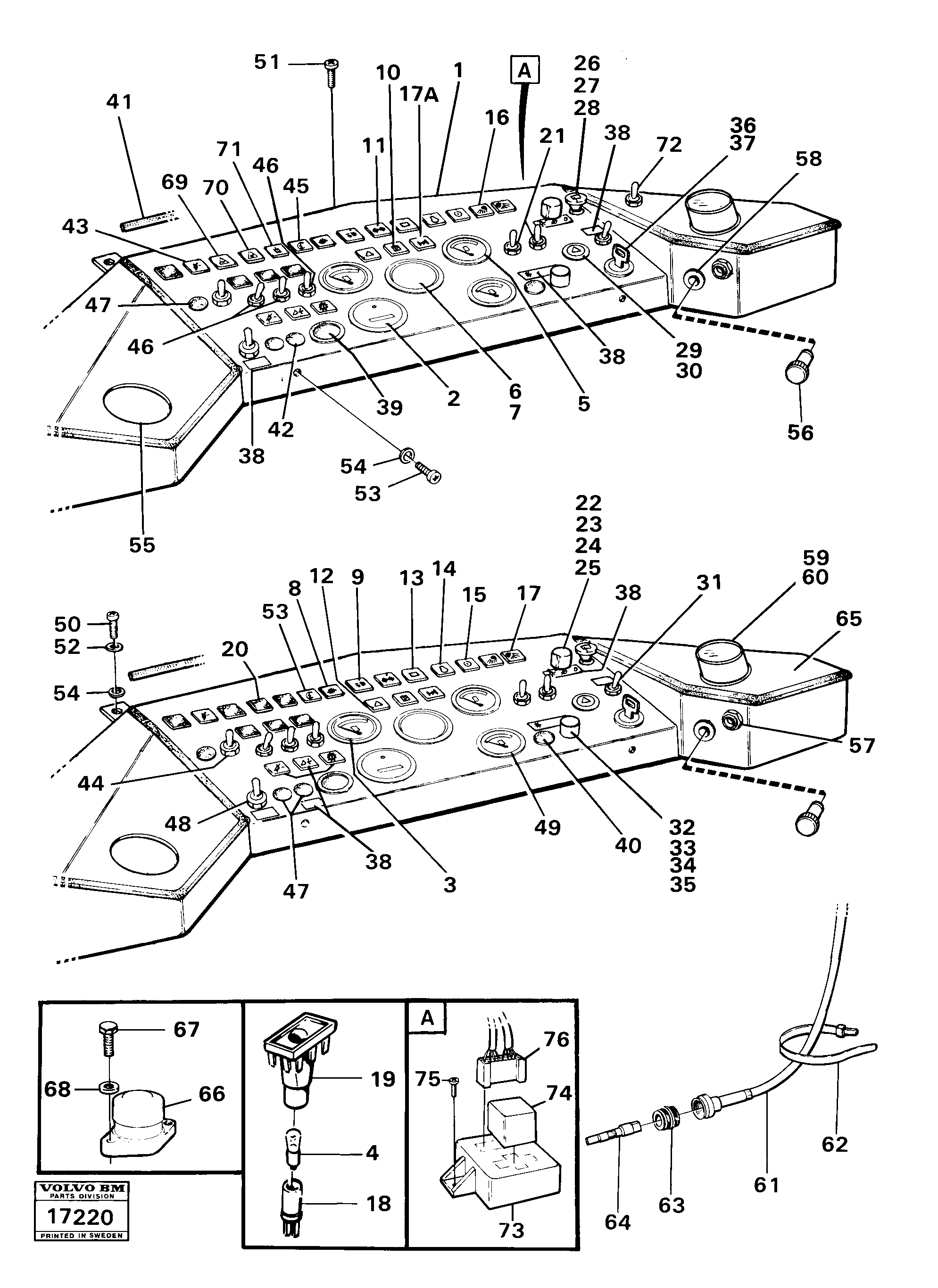 Схема запчастей Volvo 4400 4400 - 61747 Instruments and instrument panel Prod Nr 33201, 33202 