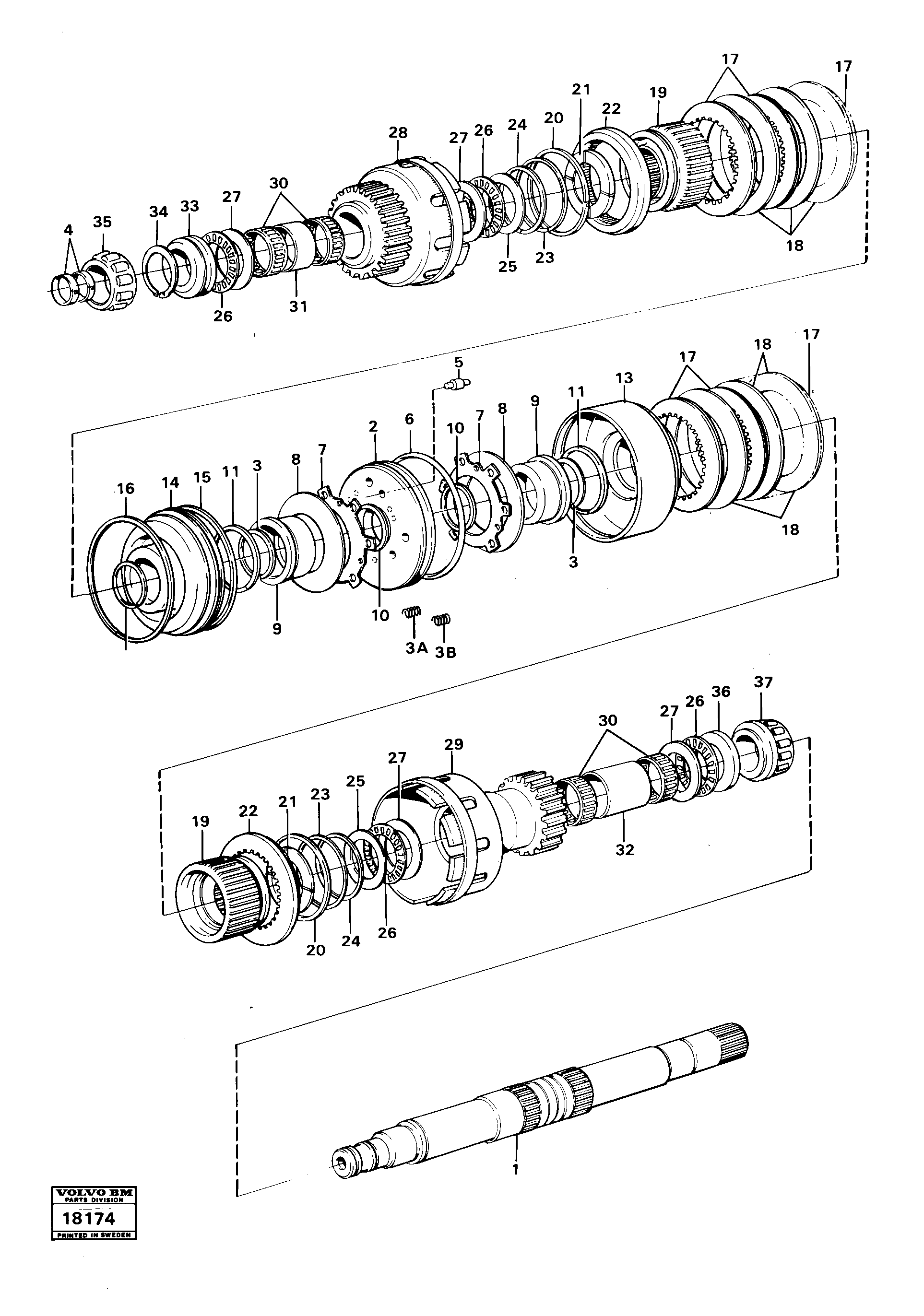 Схема запчастей Volvo 4400 4400 - 11477 Clutches 3:rd and 4:th speeds 