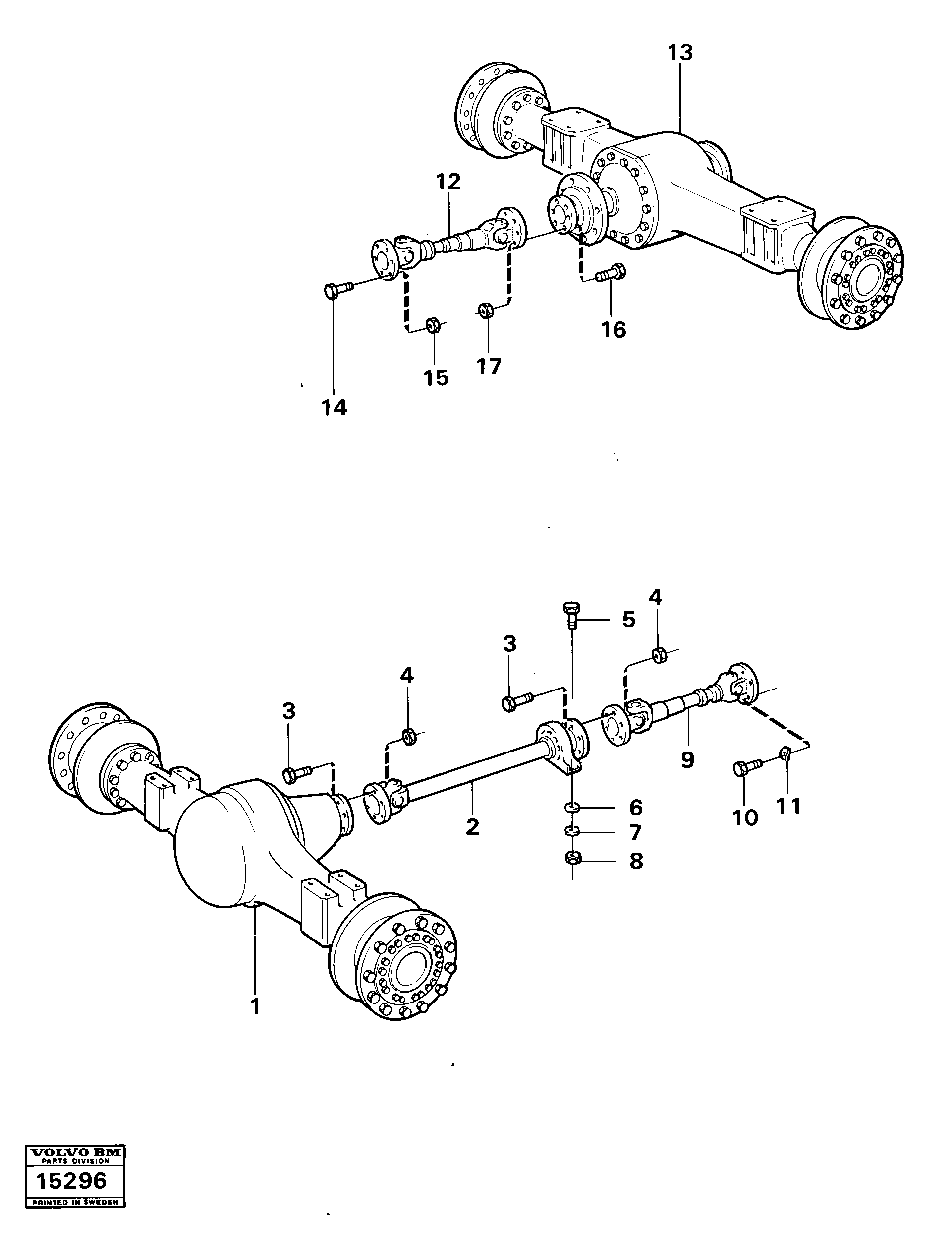 Схема запчастей Volvo 4400 4400 - 15156 Propeller shafts with fitting parts 