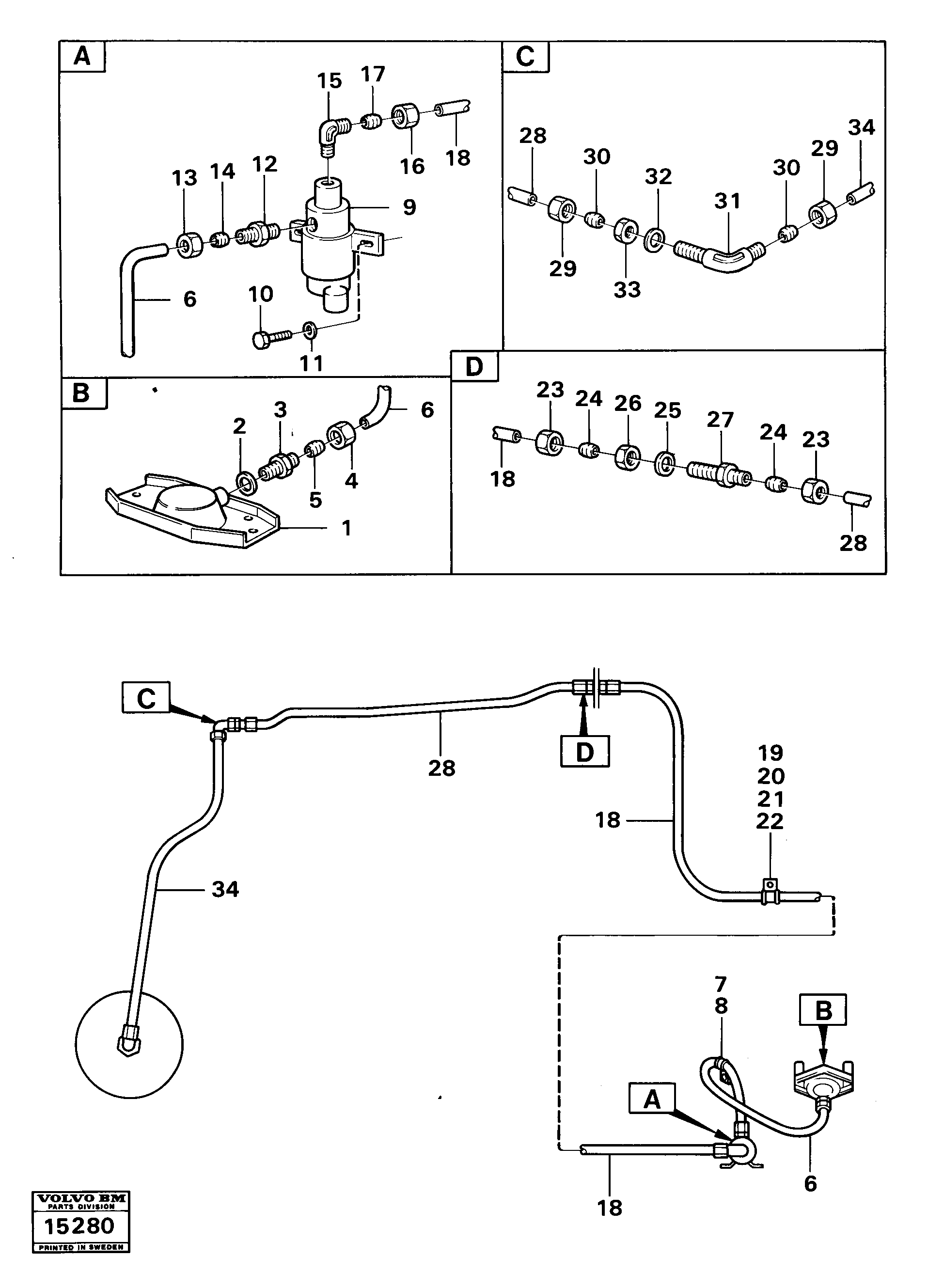 Схема запчастей Volvo 4400 4400 - 23807 Differential lock pneumatic system Tillv Nr -4525 