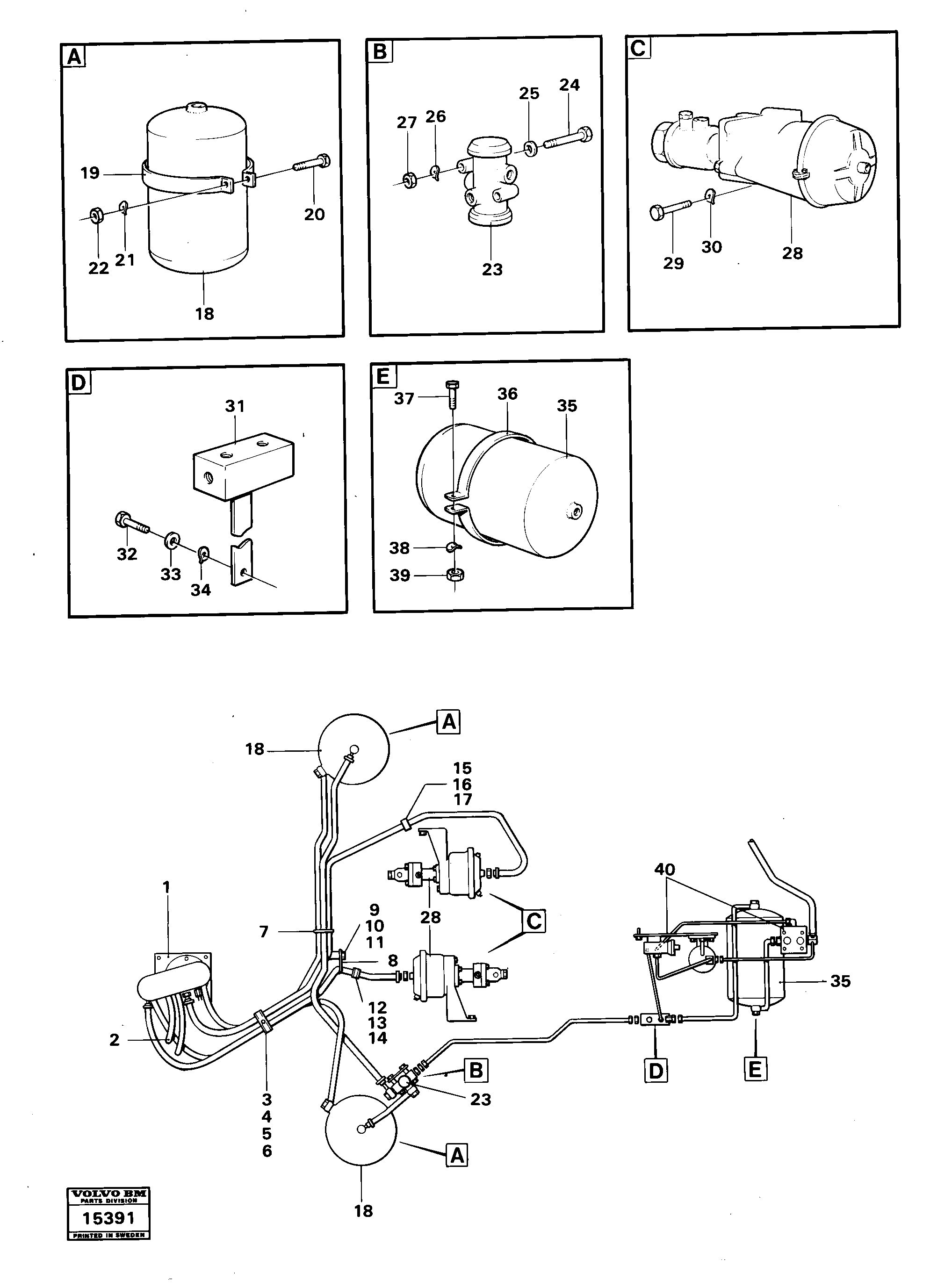 Схема запчастей Volvo 4400 4400 - 17527 Pneumatic system components Tillv No -4525 