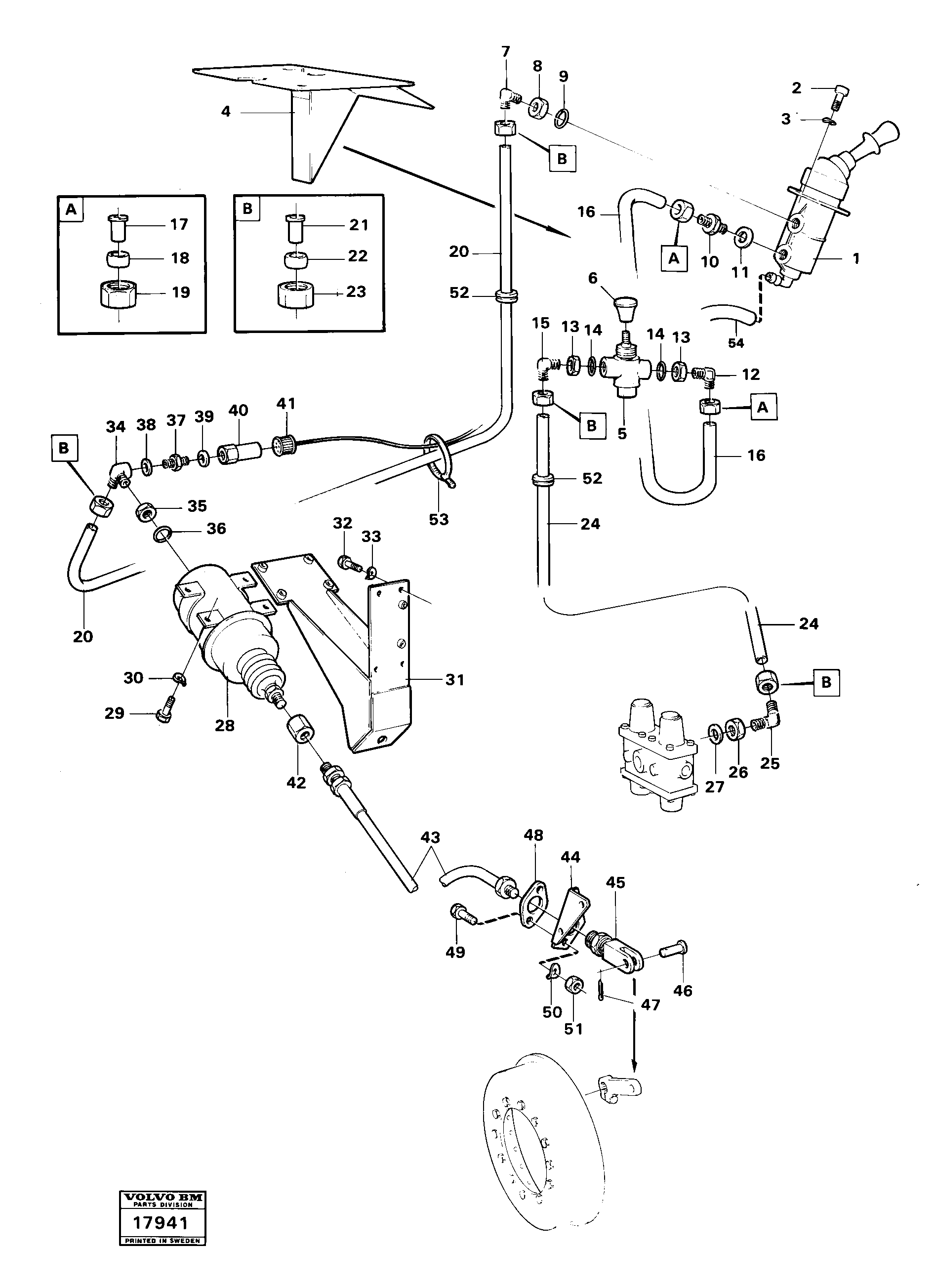 Схема запчастей Volvo 4400 4400 - 17530 Parking brake pneumatic system 90203 