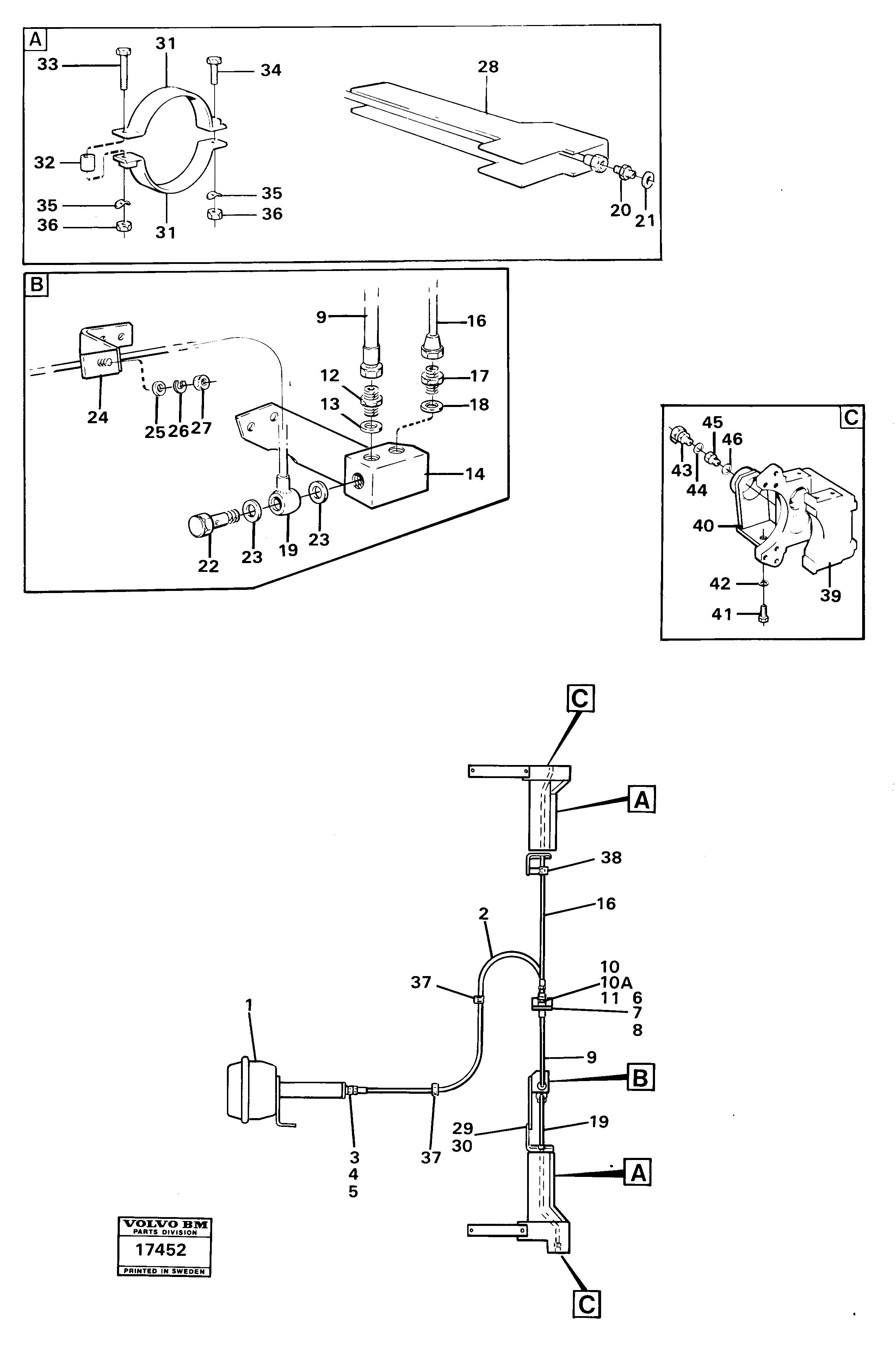 Схема запчастей Volvo 4400 4400 - 23822 Hydraulic system rear Tillv No 4526- 