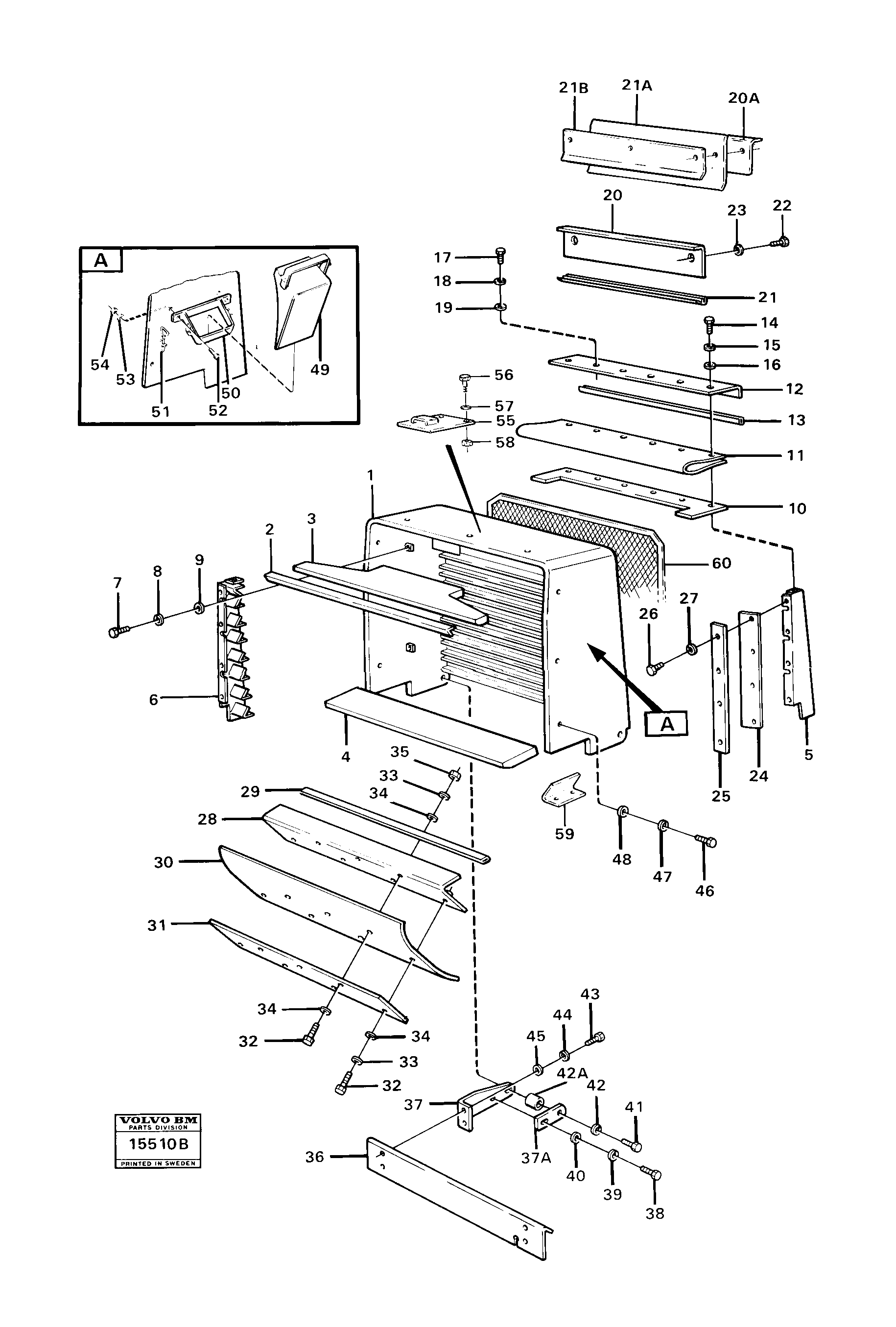 Схема запчастей Volvo 4400 4400 - 16163 Radiator casing 