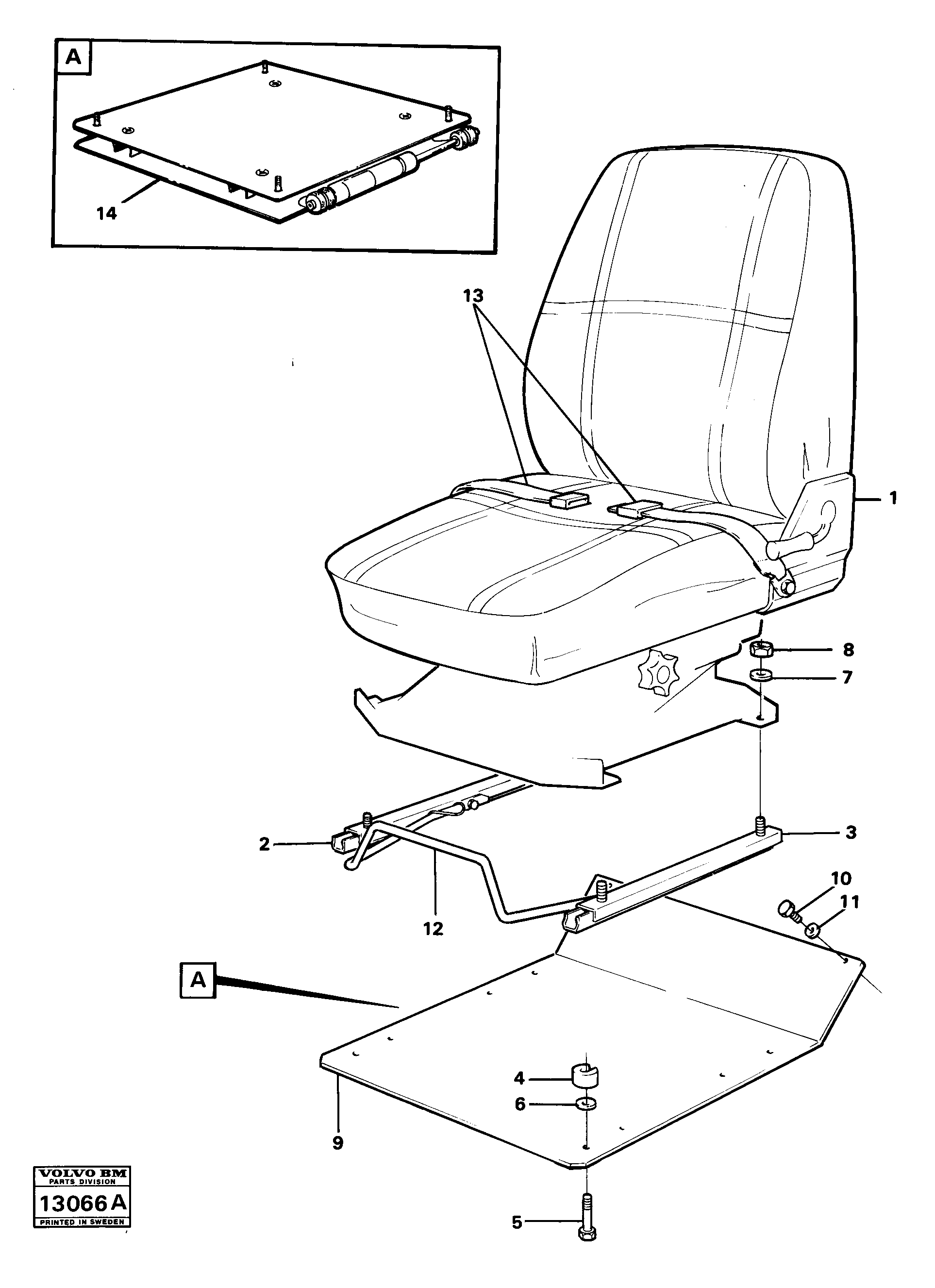 Схема запчастей Volvo 4400 4400 - 31962 Operator seat with fitting parts 