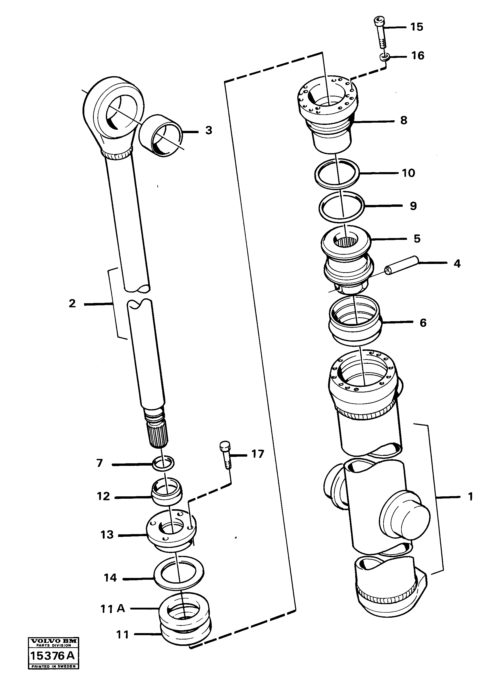 Схема запчастей Volvo 4400 4400 - 15345 Hydraulic cylinder lifting Tillv Nr - 5228 