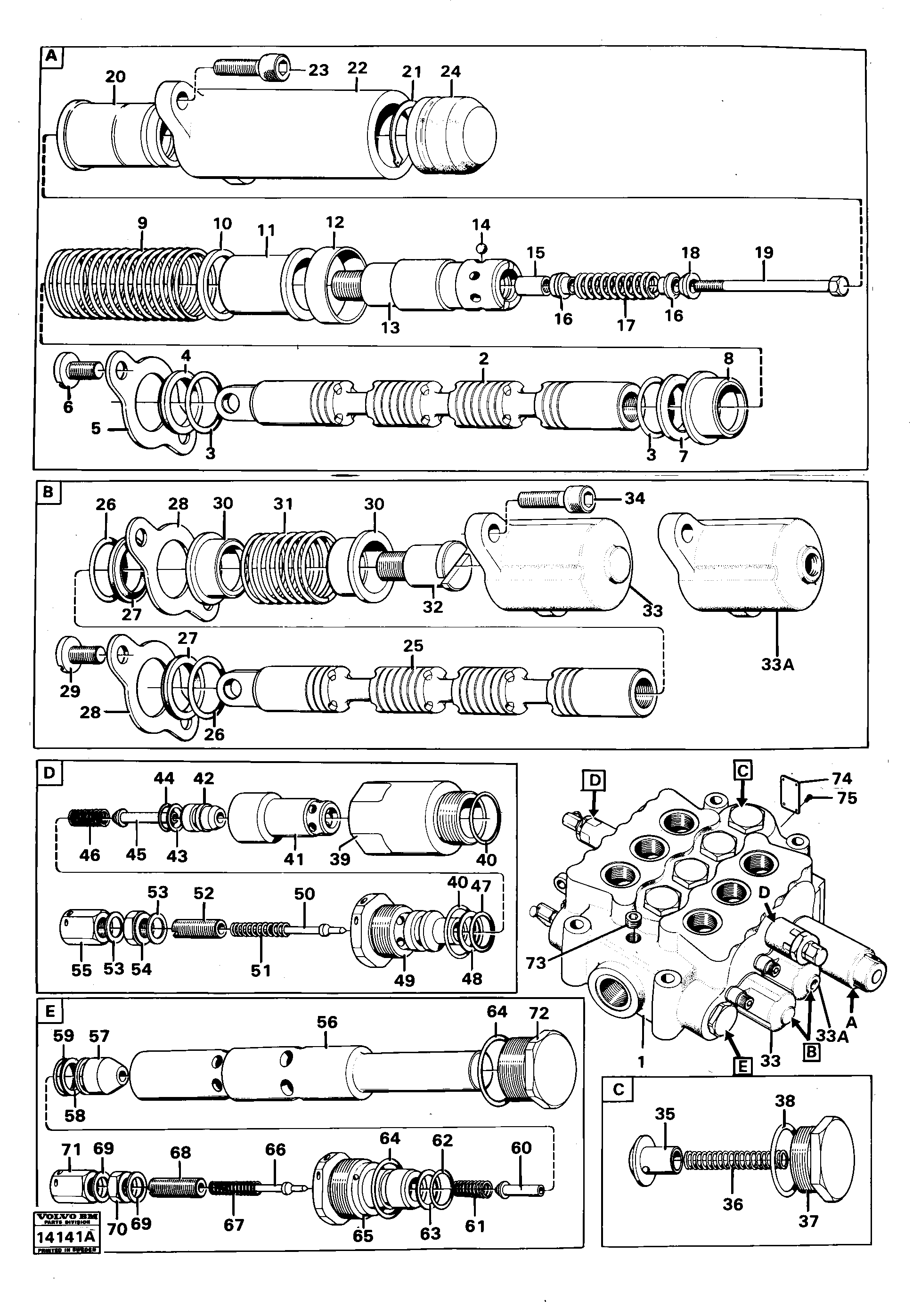 Схема запчастей Volvo 4400 4400 - 25844 Control valve tillv nr-5595,5696-5730 