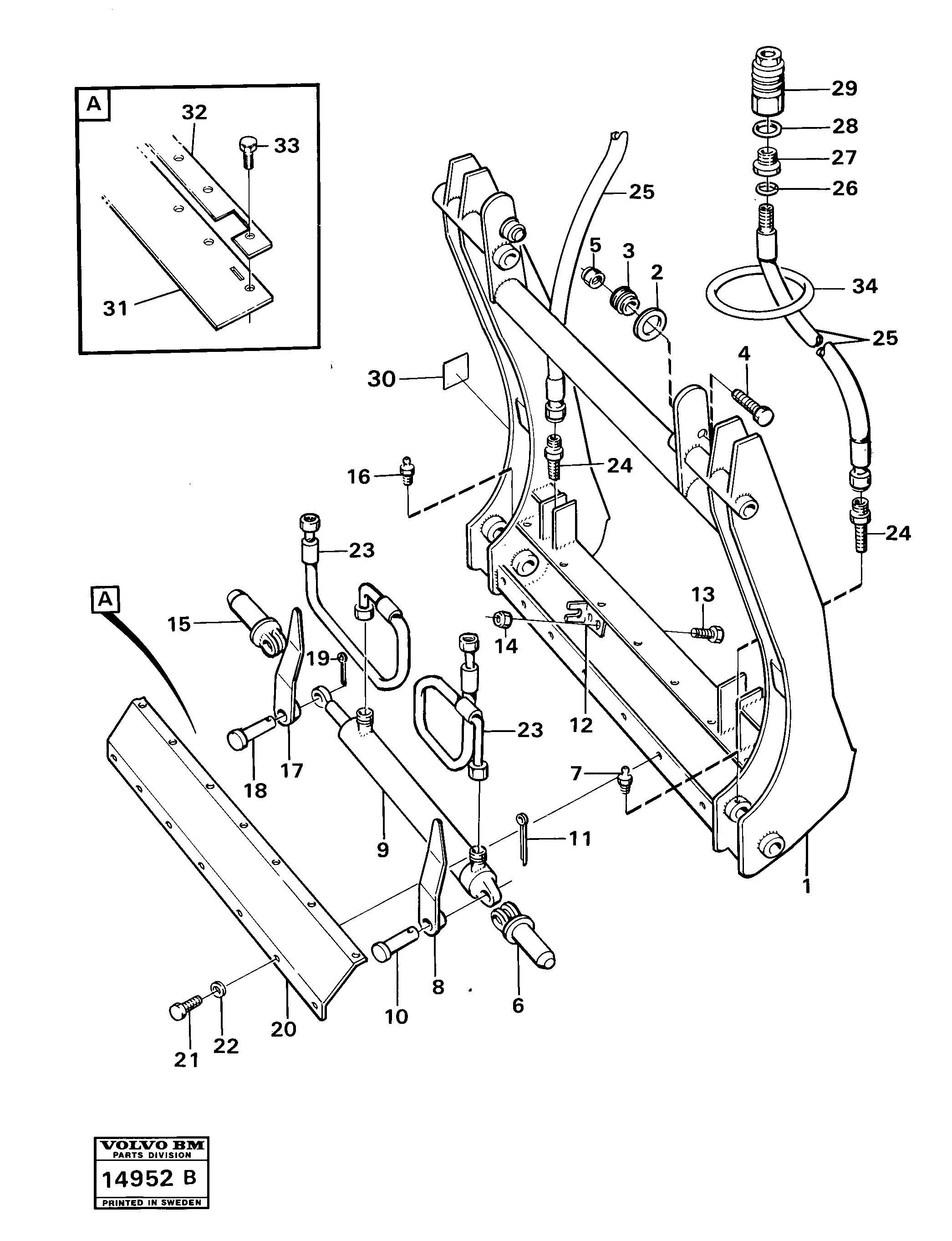 Схема запчастей Volvo 4400 4400 - 23910 Hydraulic attachment bracket 98053 