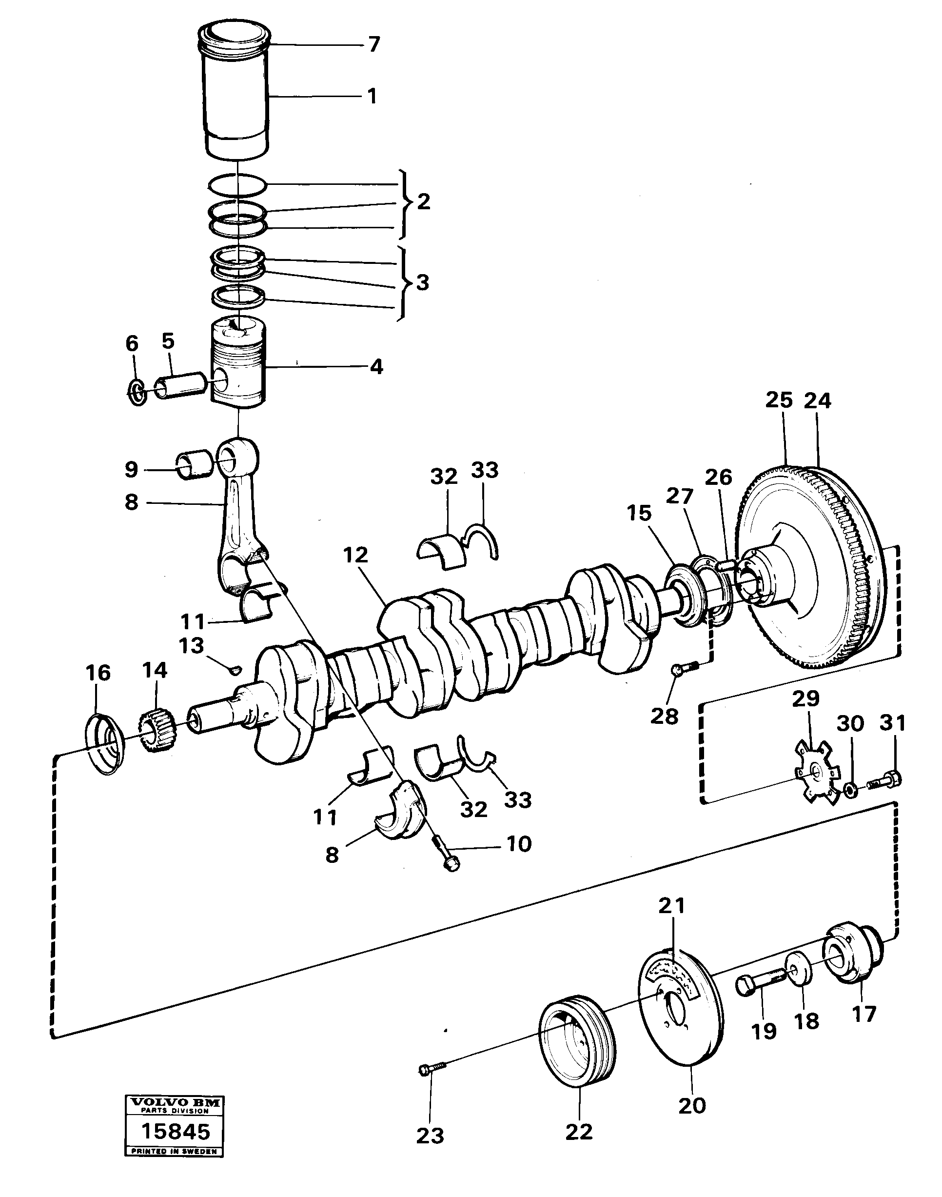 Схема запчастей Volvo 4500 4500 - 24735 Crankshaft and related parts 