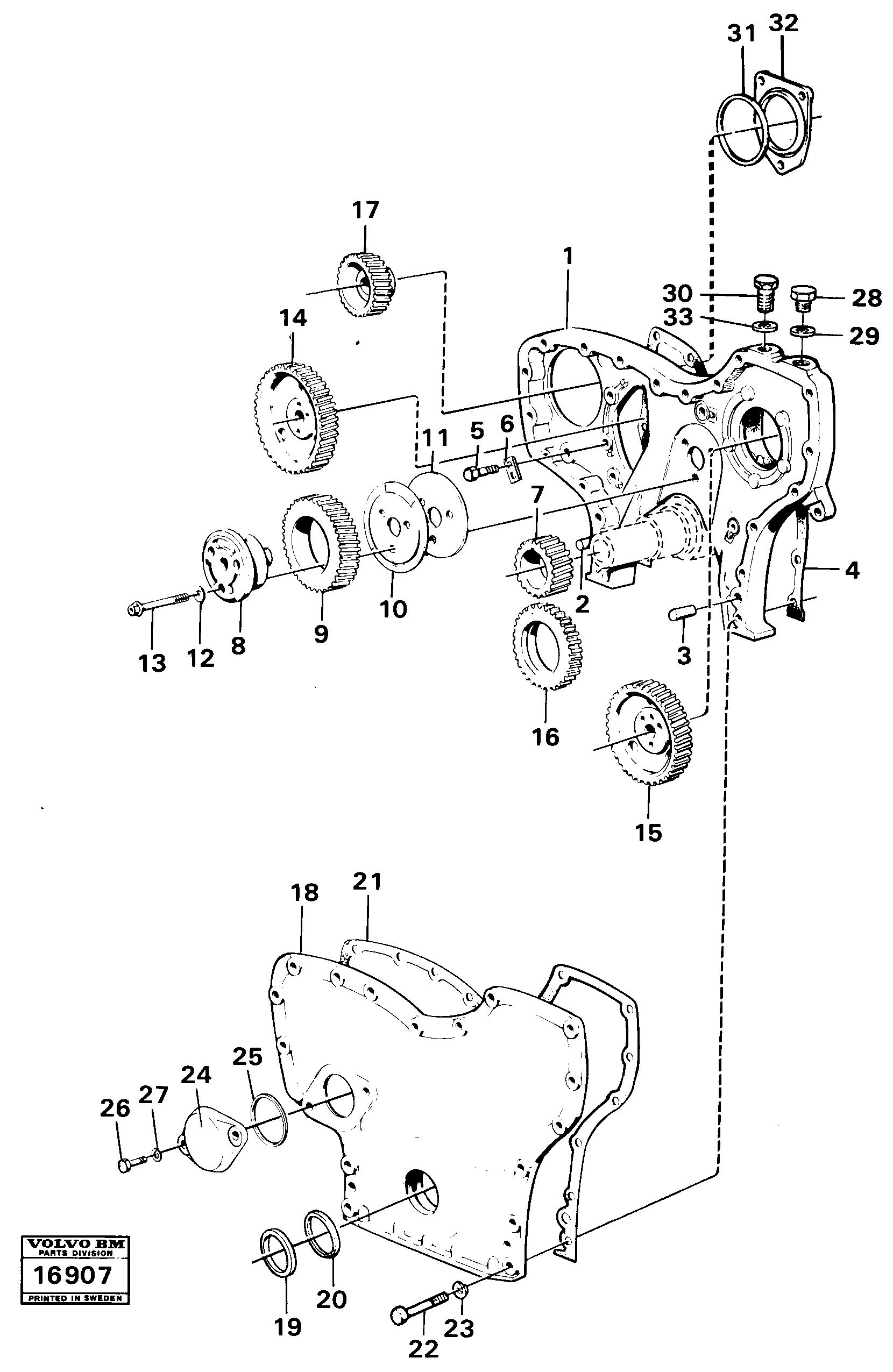 Схема запчастей Volvo 4500 4500 - 24736 Timing gears and timing gear casing 