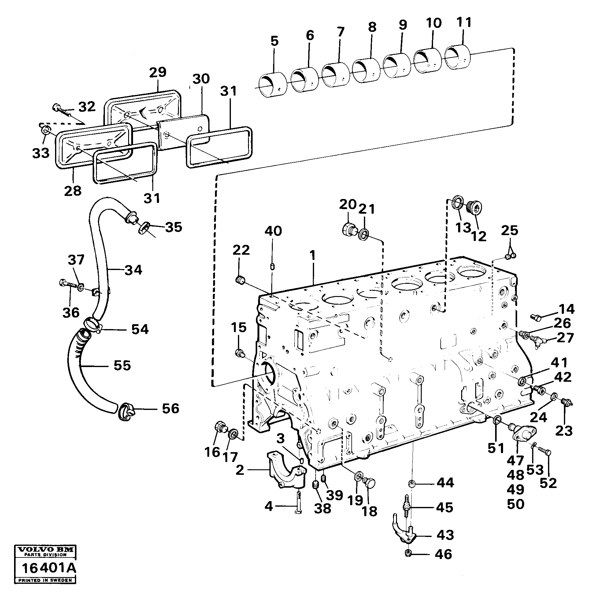 Схема запчастей Volvo 4500 4500 - 35163 Блок цилиндров 