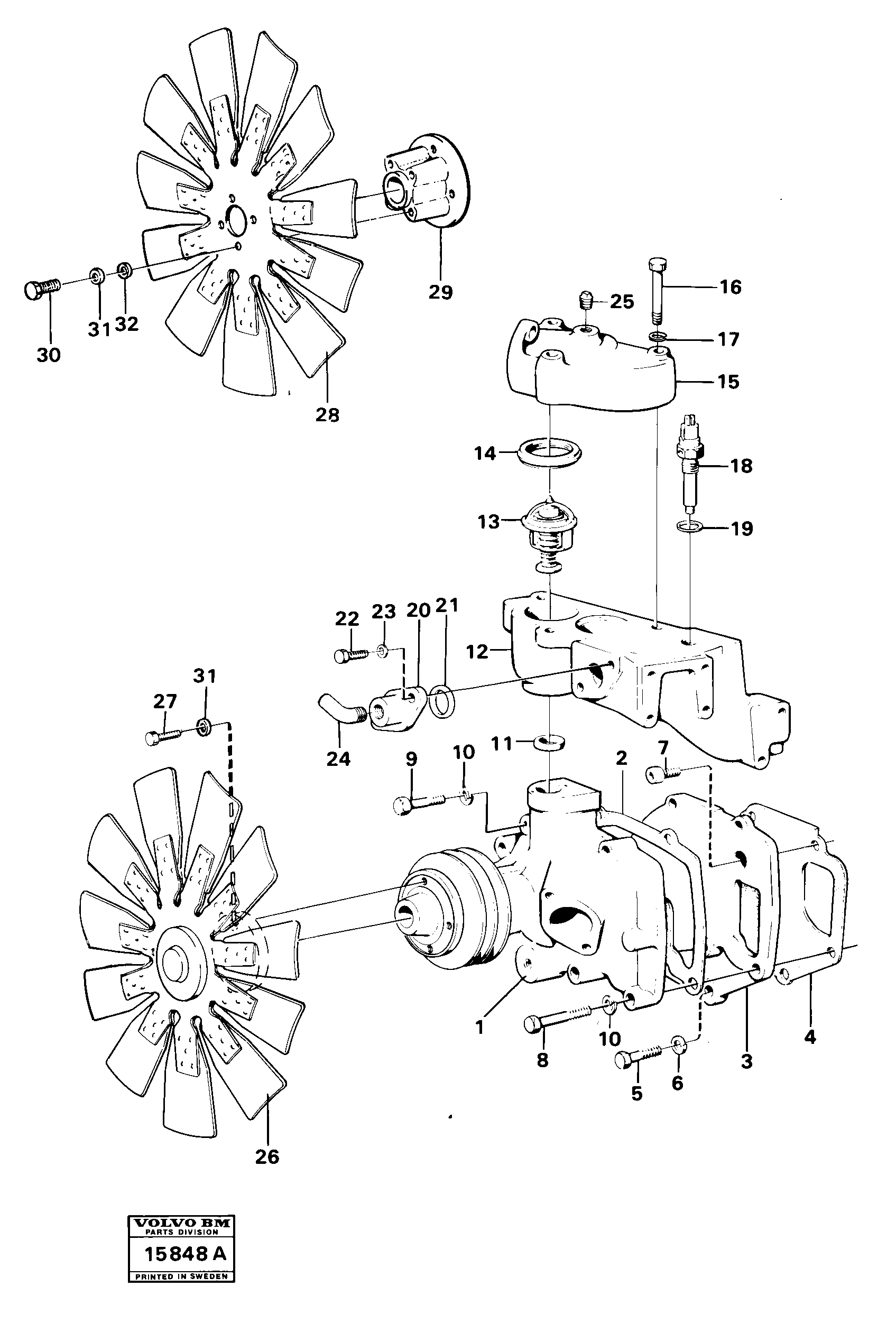 Схема запчастей Volvo 4500 4500 - 1265 Water pump with fitting parts 