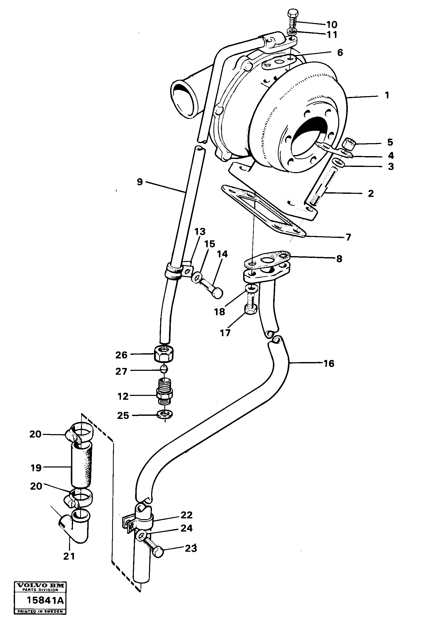 Схема запчастей Volvo 4500 4500 - 33609 Turbo charger with fitting parts Td 70 H 