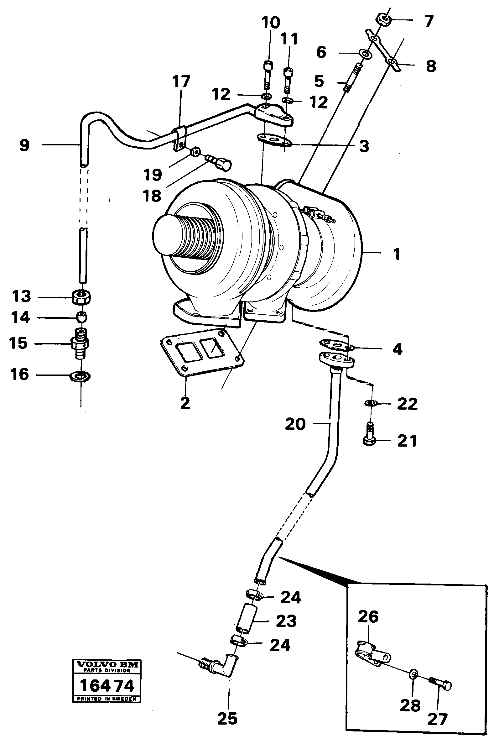 Схема запчастей Volvo 4500 4500 - 33611 Turbo charger with fitting parts Td 70 G 