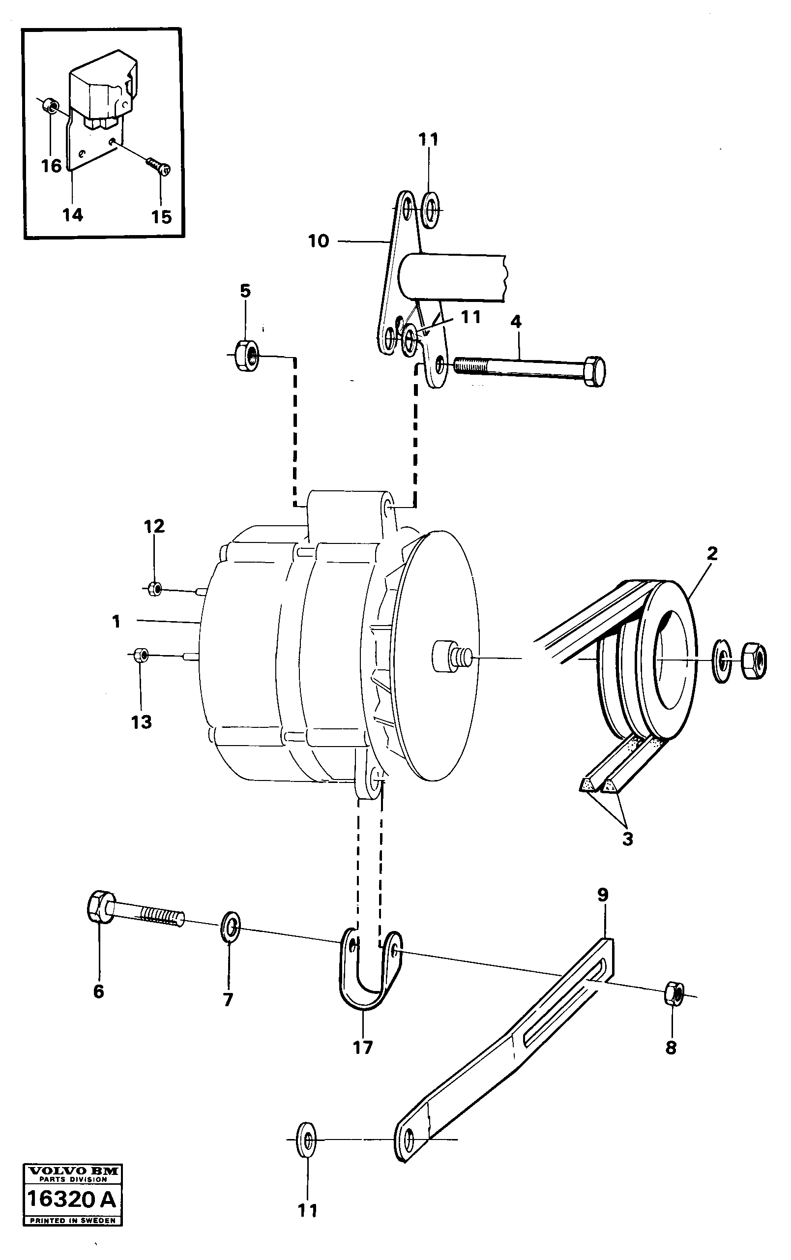 Схема запчастей Volvo 4500 4500 - 23091 Alternator with fitting parts 