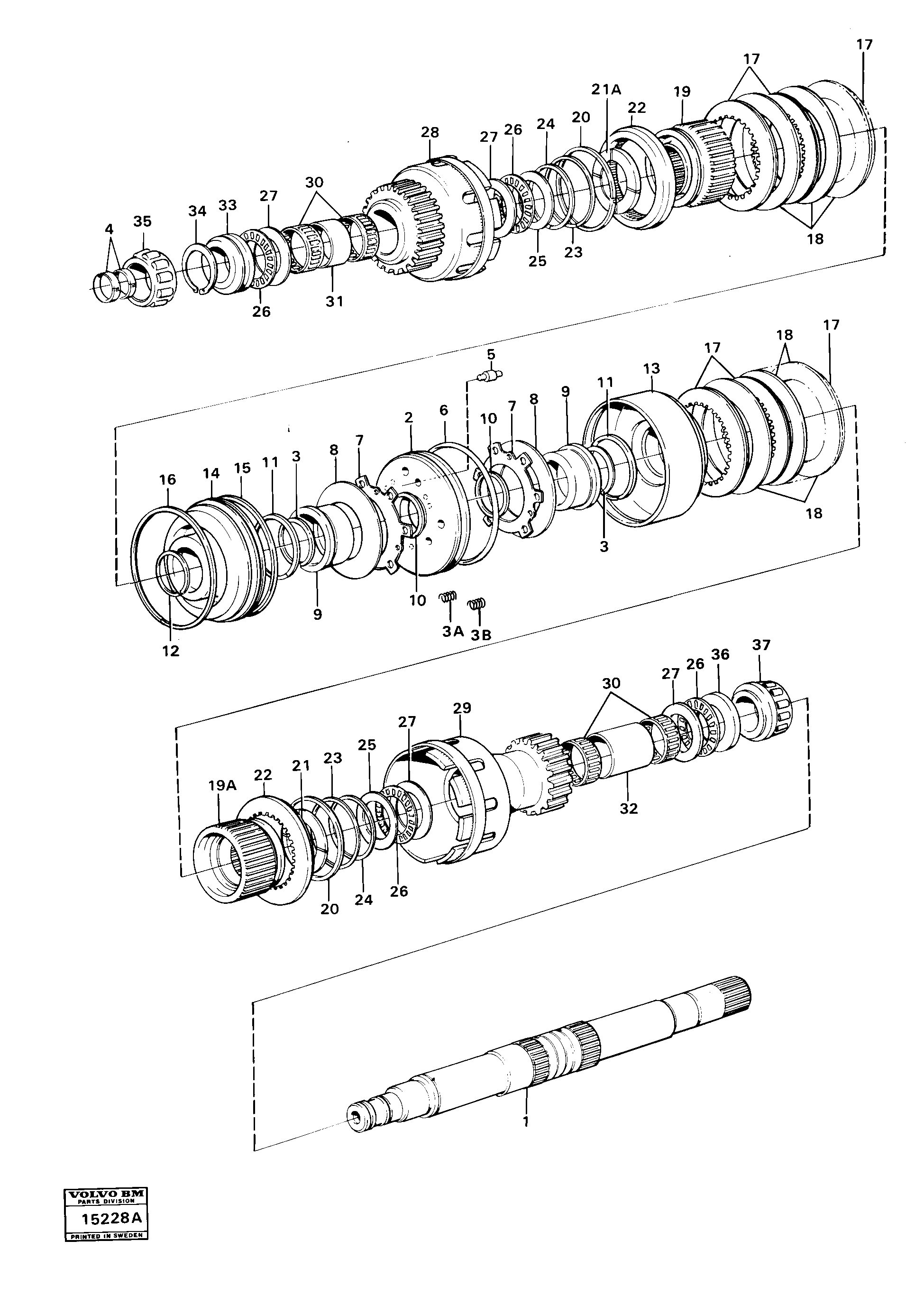 Схема запчастей Volvo 4500 4500 - 34565 Clutches 3:rd and 4:th speeds 