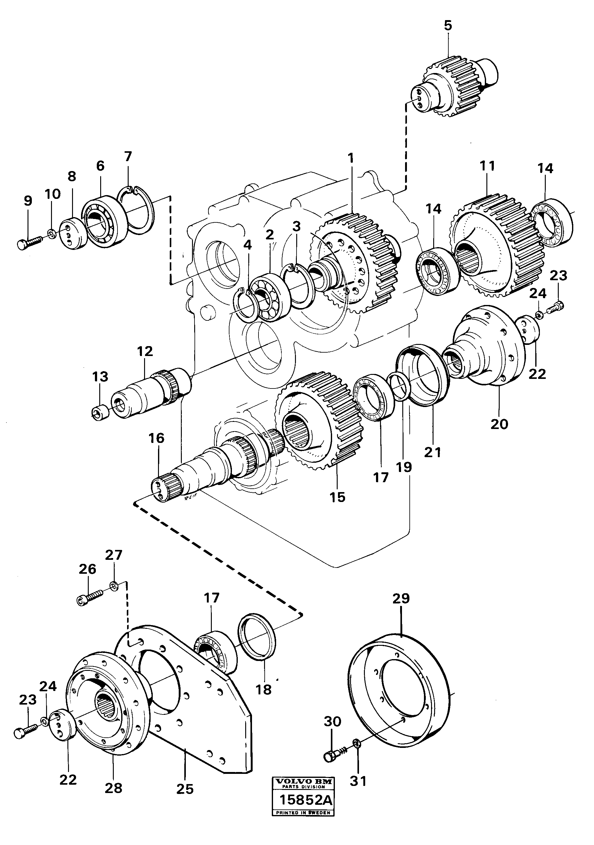 Схема запчастей Volvo 4500 4500 - 1296 Dropbox gears and shafts 