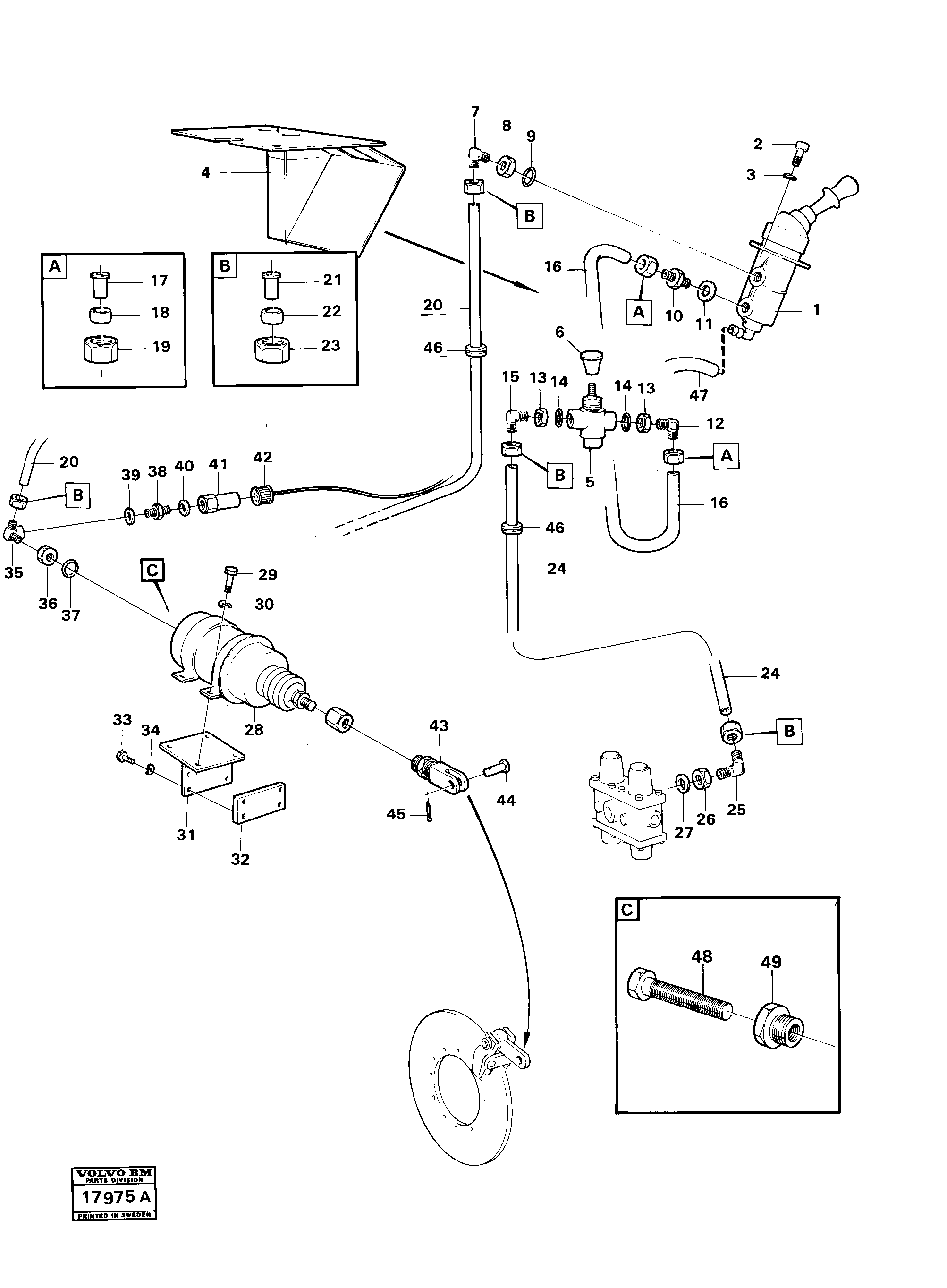 Схема запчастей Volvo 4500 4500 - 34479 Parking brake pneumatic system 90204 