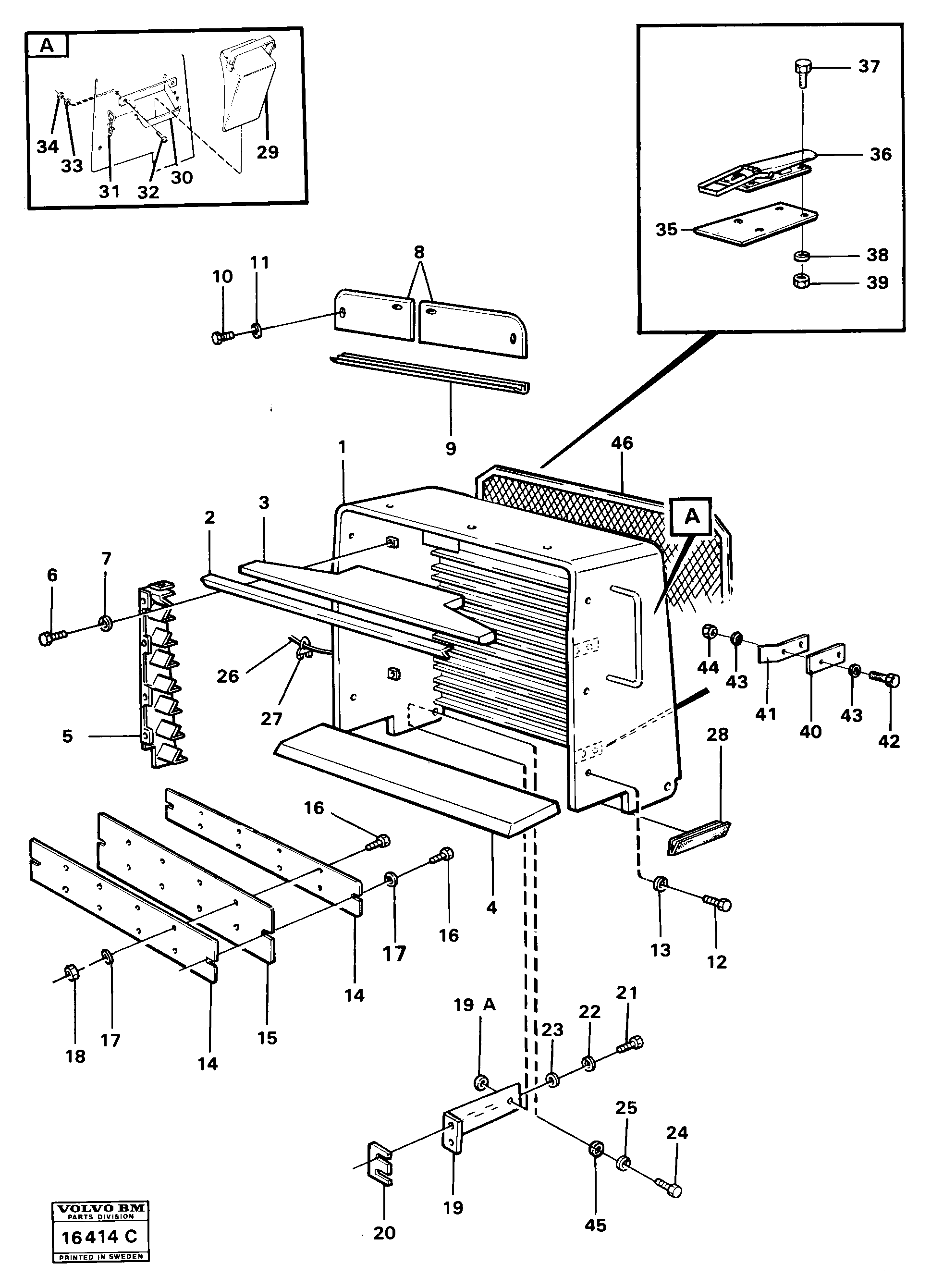 Схема запчастей Volvo 4500 4500 - 16169 Radiator casing 