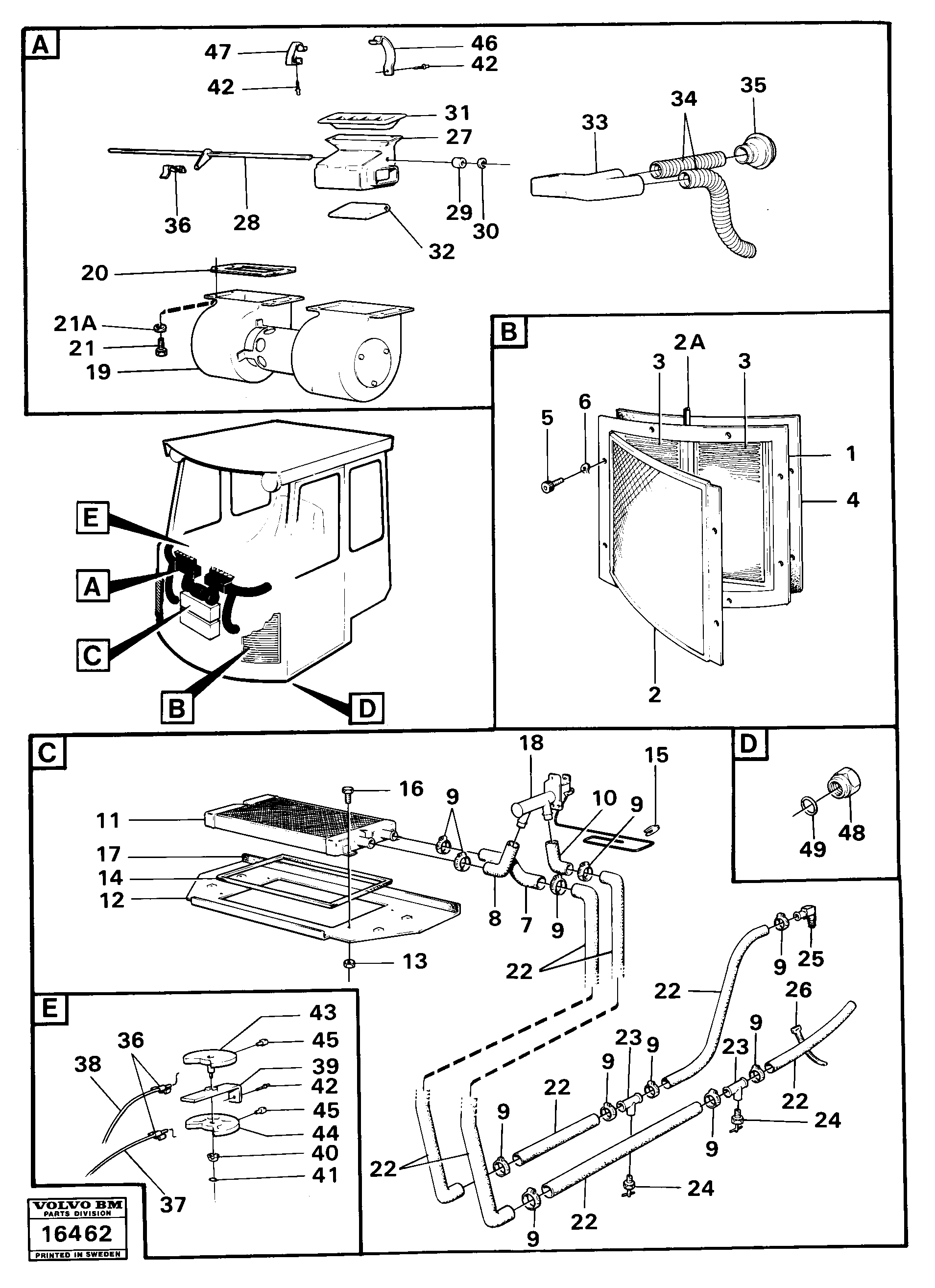 Схема запчастей Volvo 4500 4500 - 83509 Heating system cab no-1511 Prod No 33301, 33302 