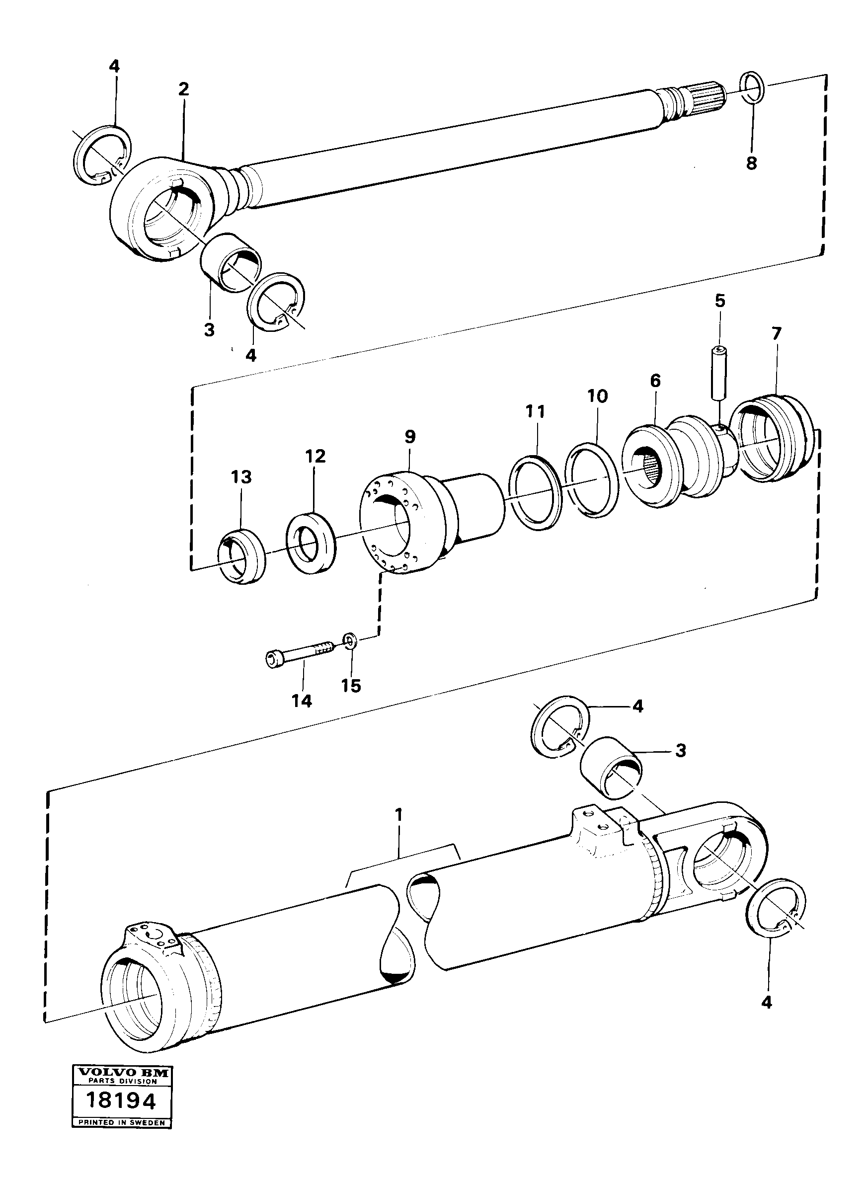 Схема запчастей Volvo 4500 4500 - 1410 Hydraulic cylinder tilting Tillv Nr 3325- 