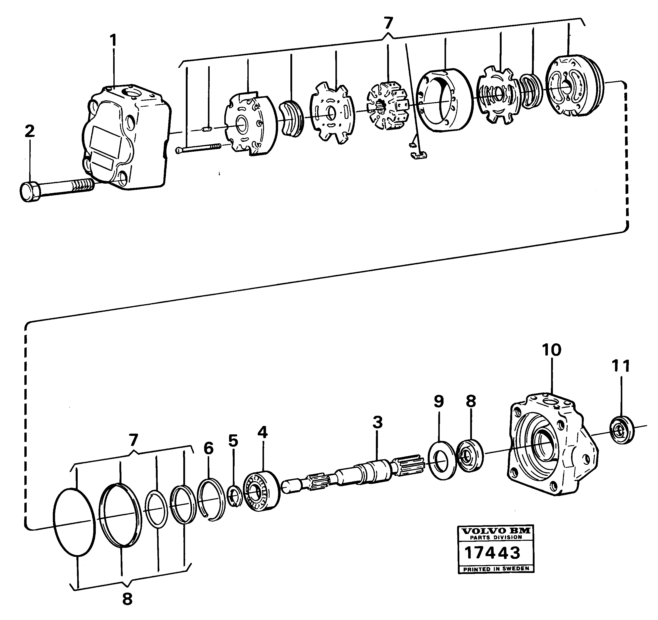 Схема запчастей Volvo 4500 4500 - 17493 Hydraulic pump prod nr 33307,33308, 33313 