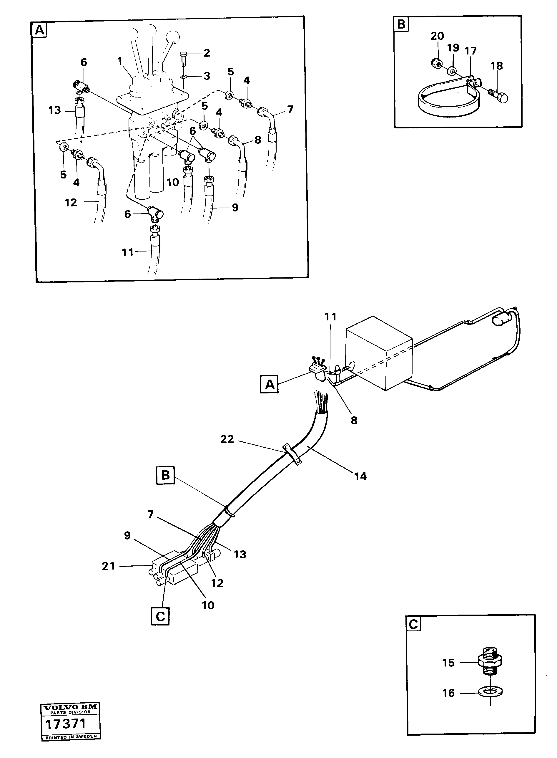 Схема запчастей Volvo 4500 4500 - 17753 Servo-system control lines Tillv Nr 1956- 