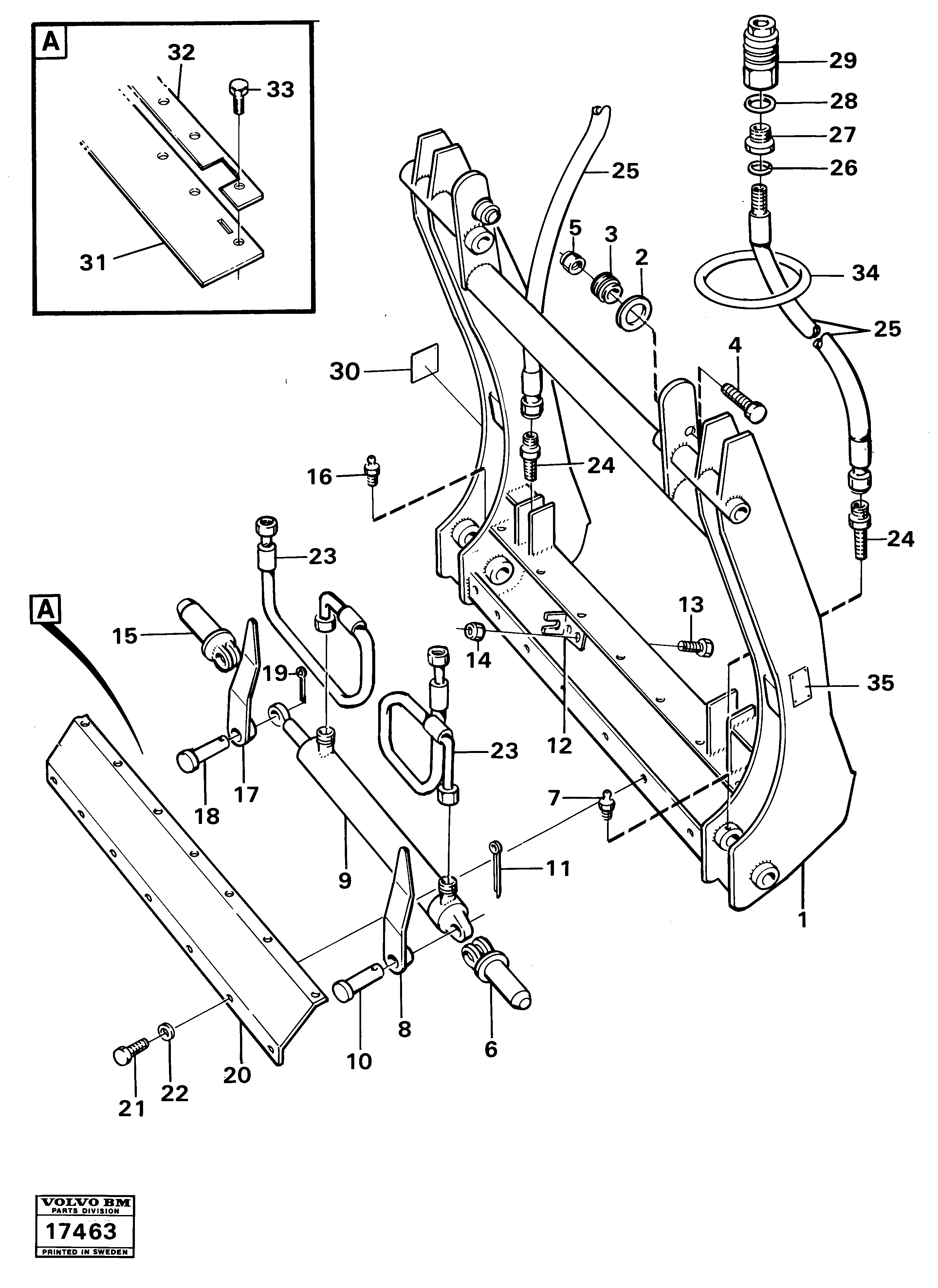 Схема запчастей Volvo 4500 4500 - 23843 Hydraulic attachment bracket 98053 