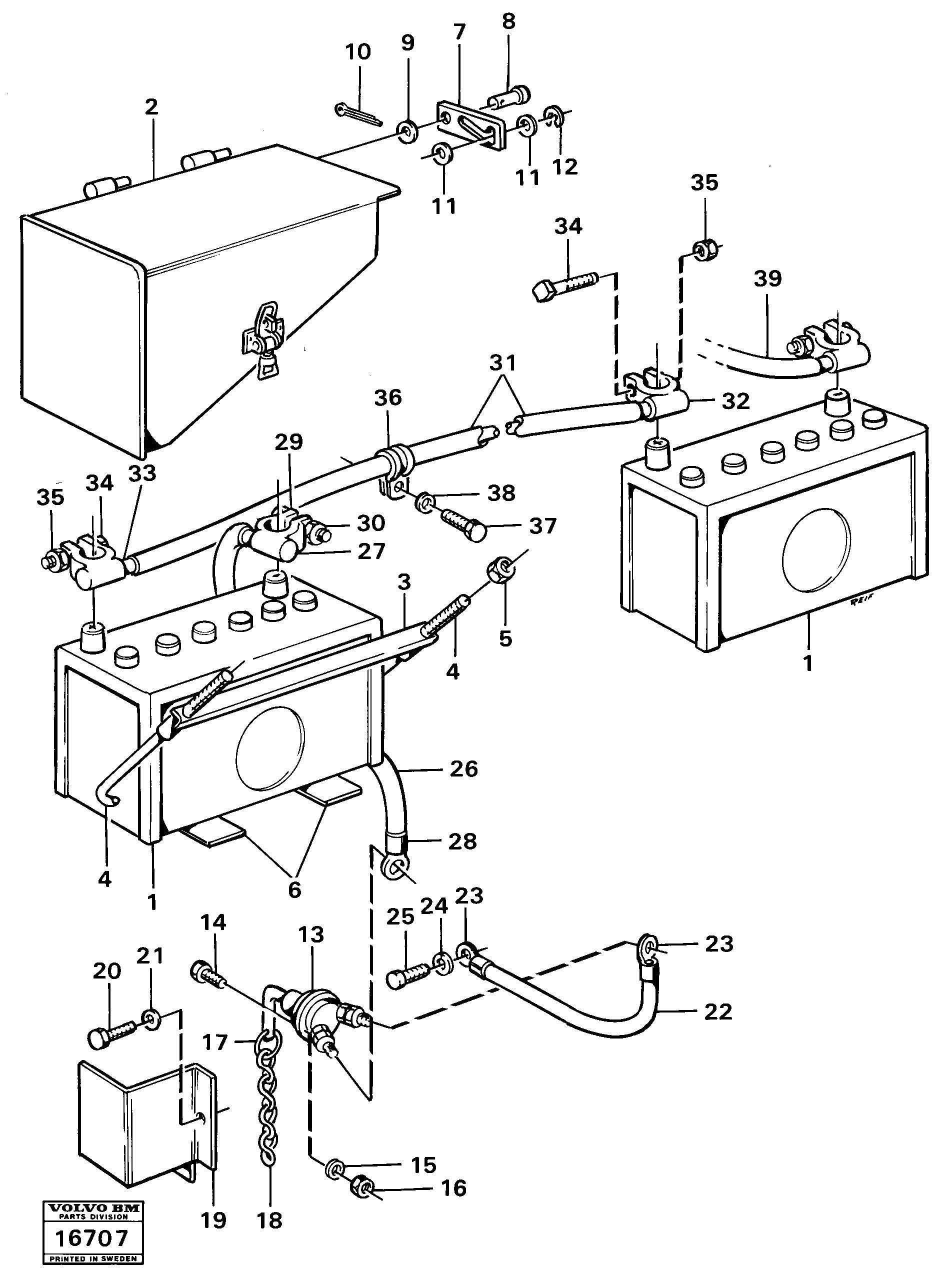 Схема запчастей Volvo 4600 4600 - 46390 Battery with assembling details 